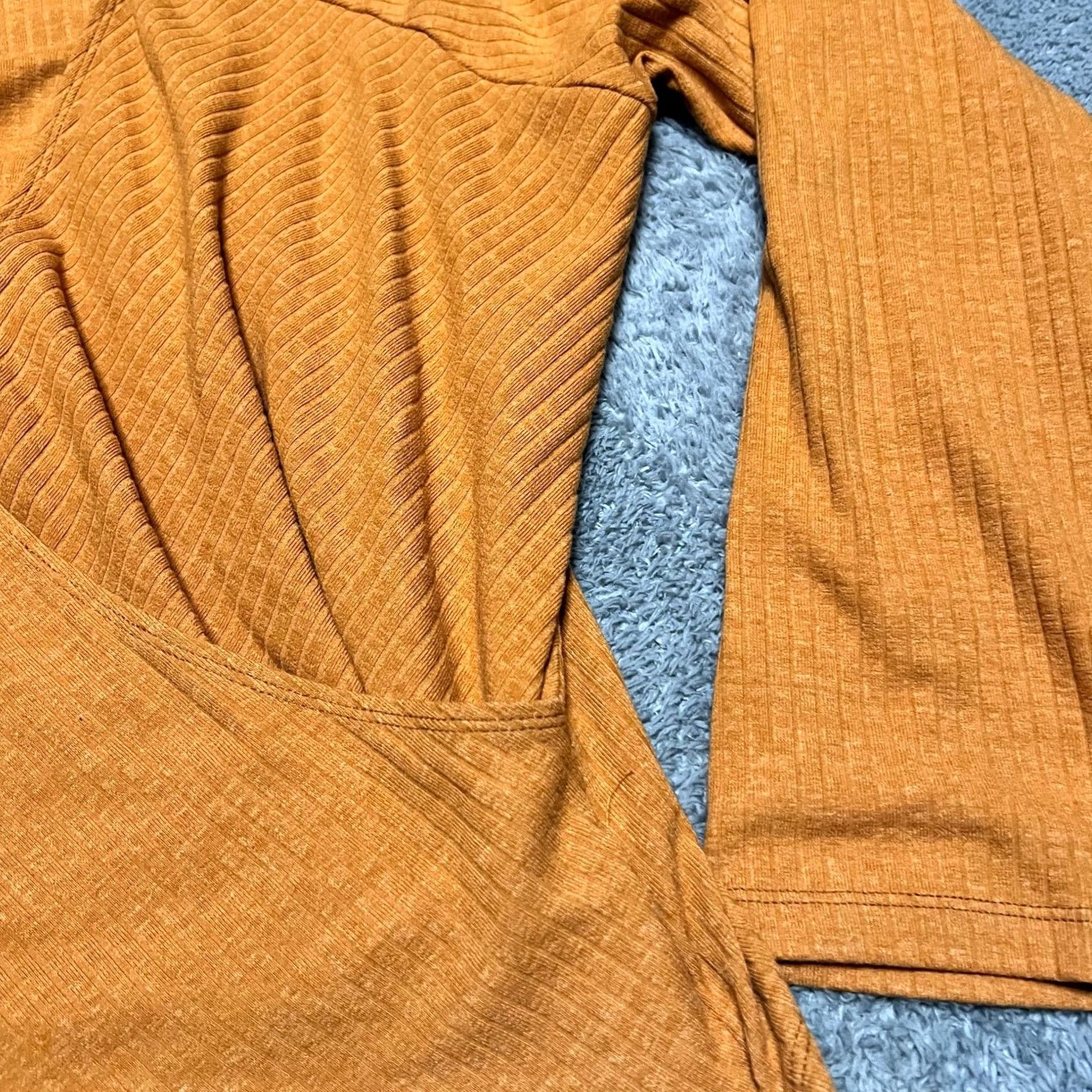 Vintage Maeve Anthropologie Shirt Women 3XL Orange Ribbed Long Sleeve V Neck Wrap Blouse Size XXL / US 16-18 / IT 52-54 - 2 Thumbnail