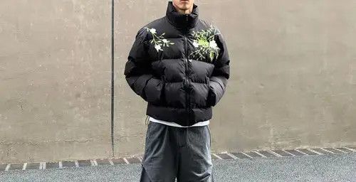 Other Black Puffer Jacket with Floral Design Size US M / EU 48-50 / 2 - 5 Thumbnail