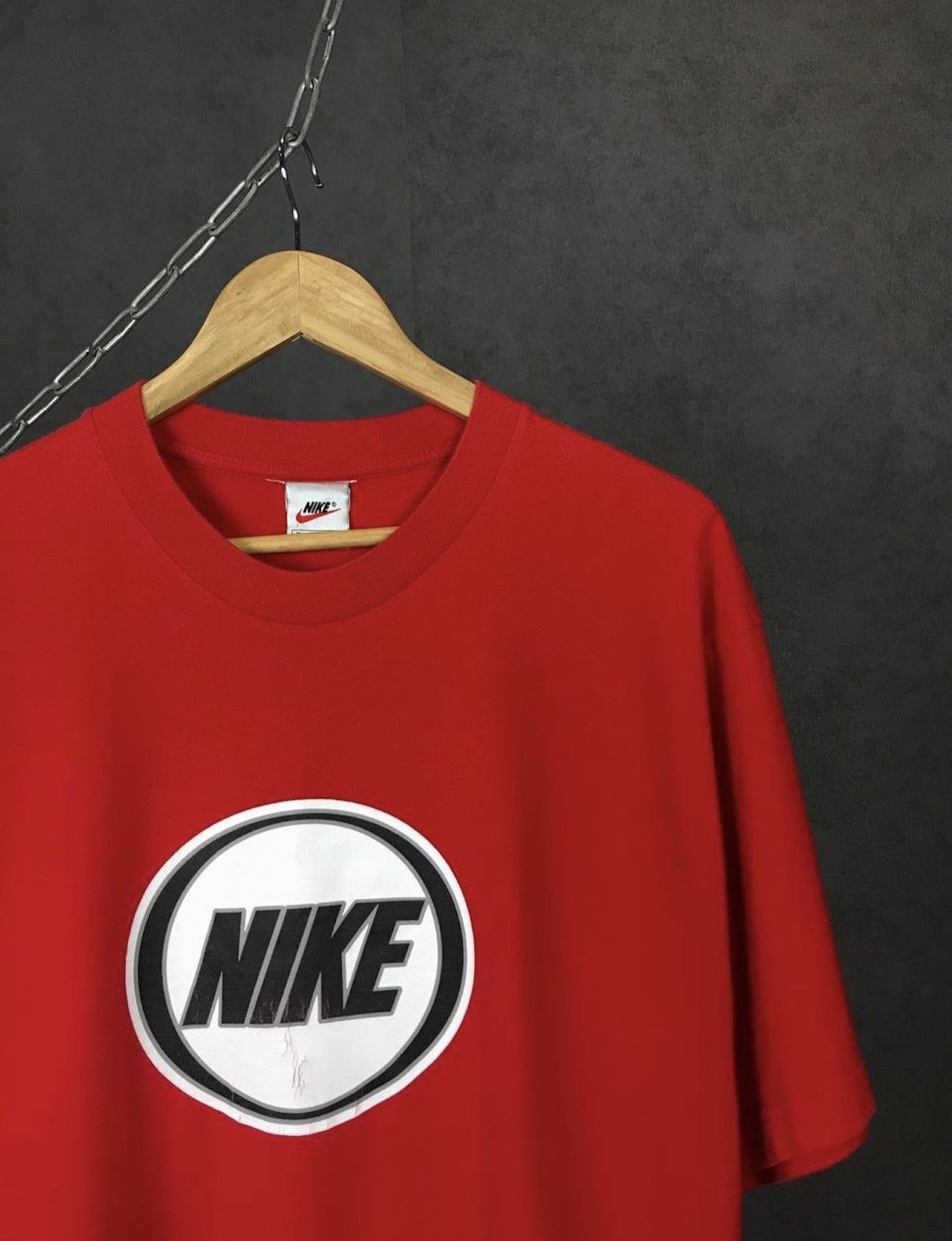 Nike × Vintage Nike swoosh streetwear vintage overprinted red tee Size US M / EU 48-50 / 2 - 5 Thumbnail