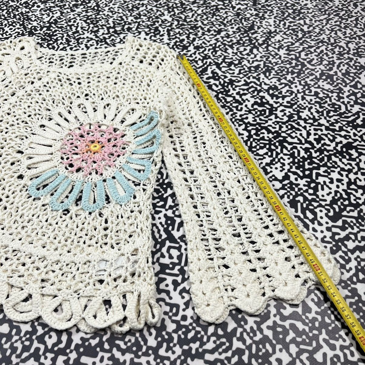 Vintage Vintage Y2K Mesh Knitted Sweater Japanese Flower Style Size M / US 6-8 / IT 42-44 - 16 Thumbnail