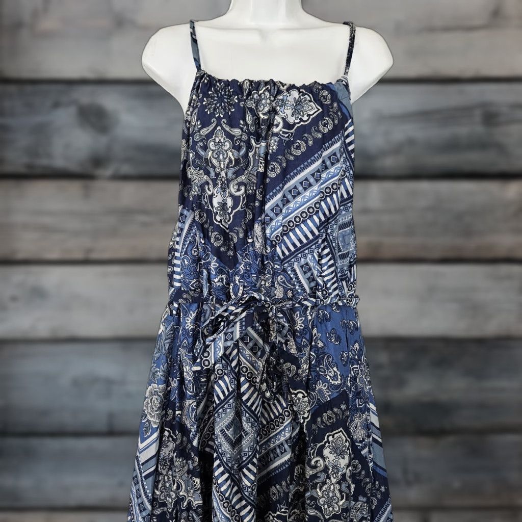 lucky brand blue dress Lucky Brand Cobalt Blue Satin Knee Length Dress  Prelovely