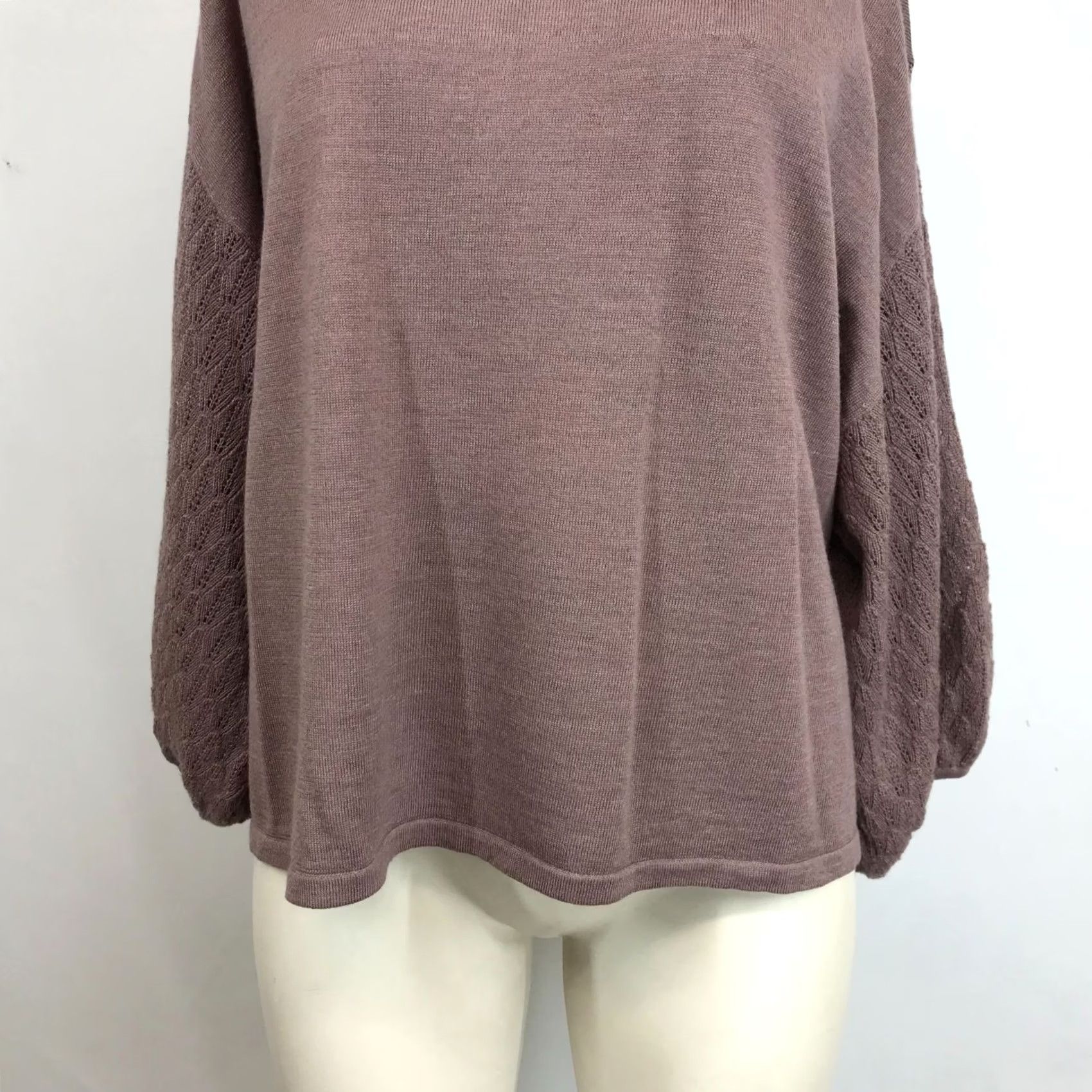 Vintage Garnet Hill Womens Small MAUVE Merino Wool Pullover Sweater Round Neck Size S / US 4 / IT 40 - 3 Thumbnail