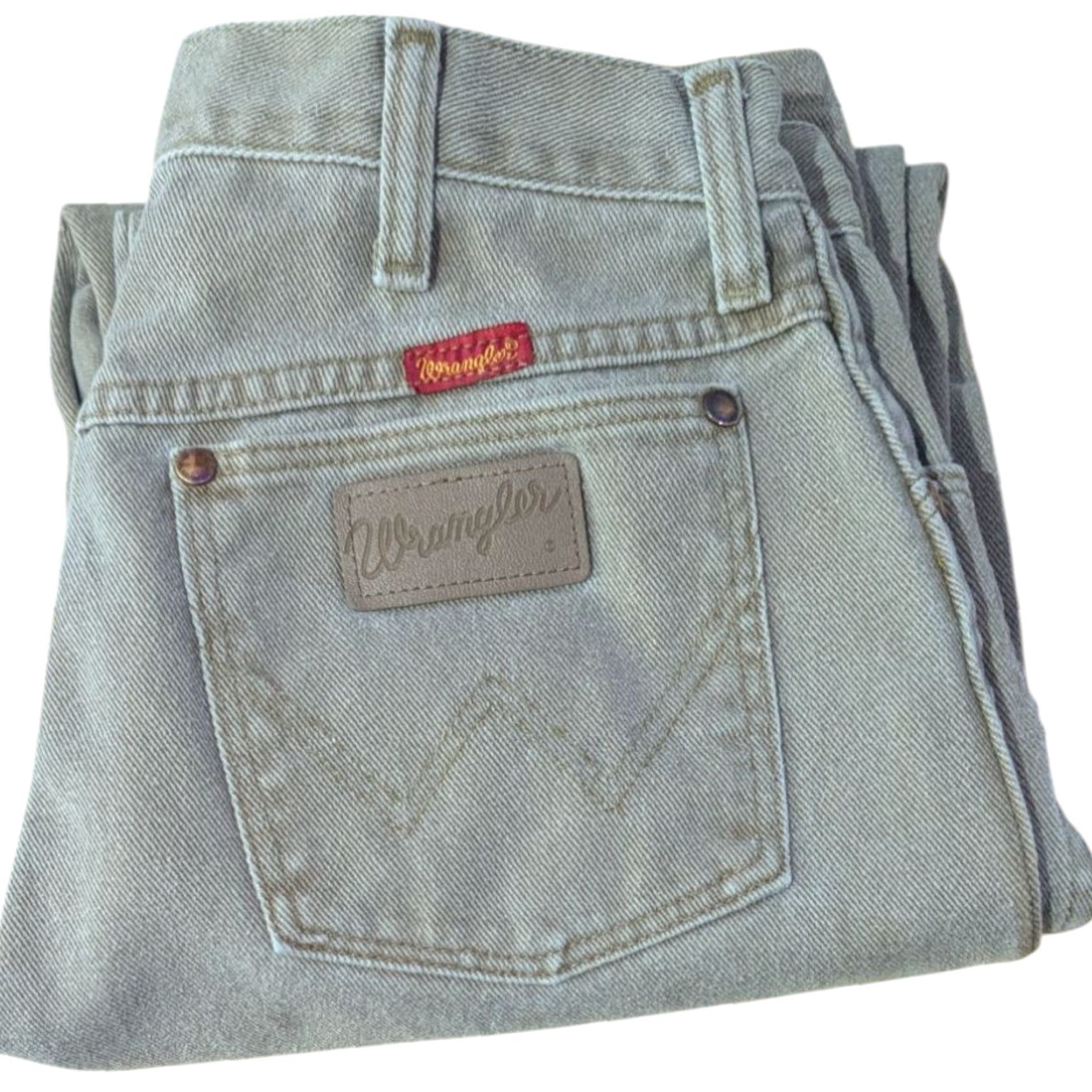 VINTAGE Wrangler Jeans 13 Beige Denim 90s USA Straight 5-Pocket VTG Womens