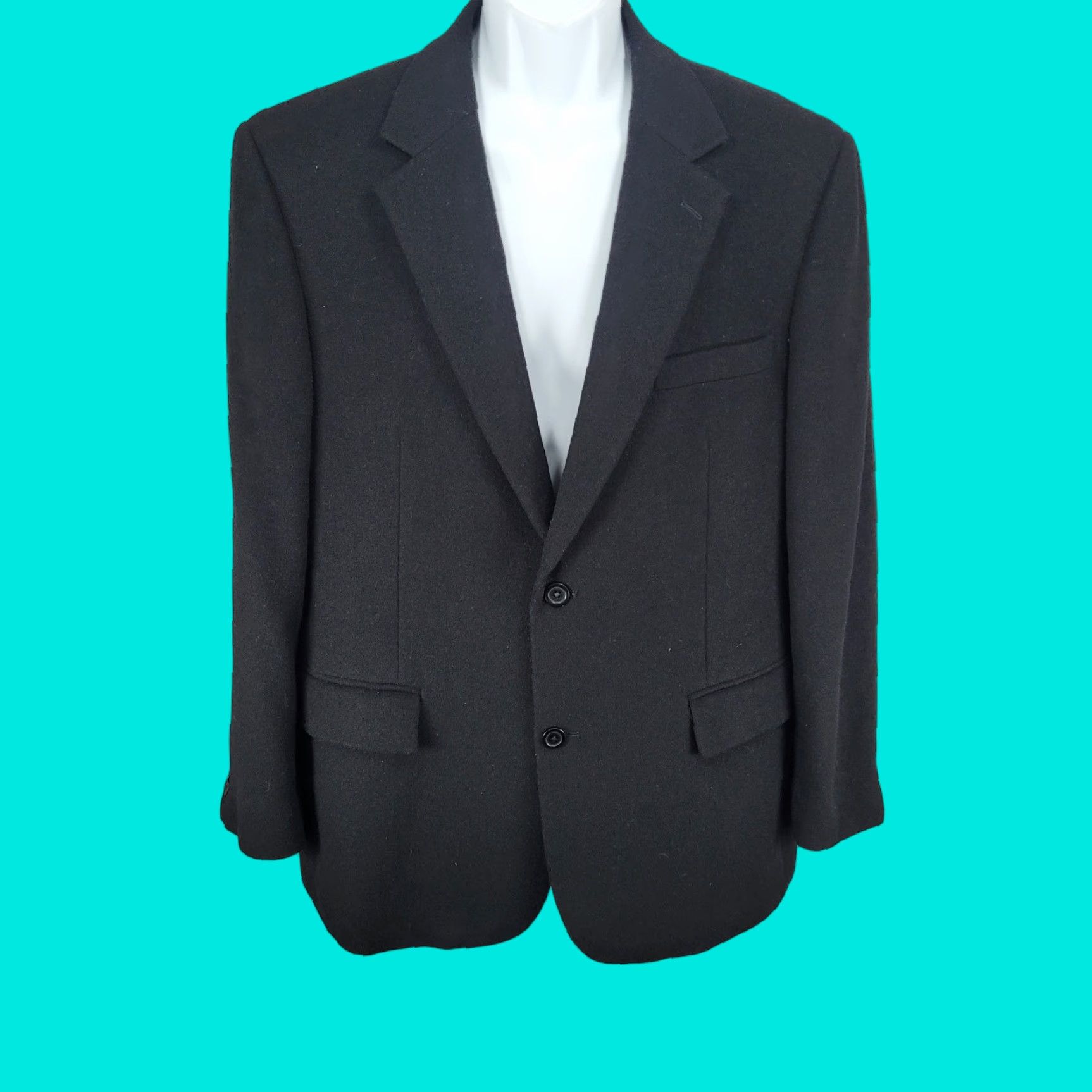 Club Room Club Room Blazer 42S Black Wool Silk Cashmere 2 Button Vented Notch Sport Coat Size 42R - 1 Thumbnail