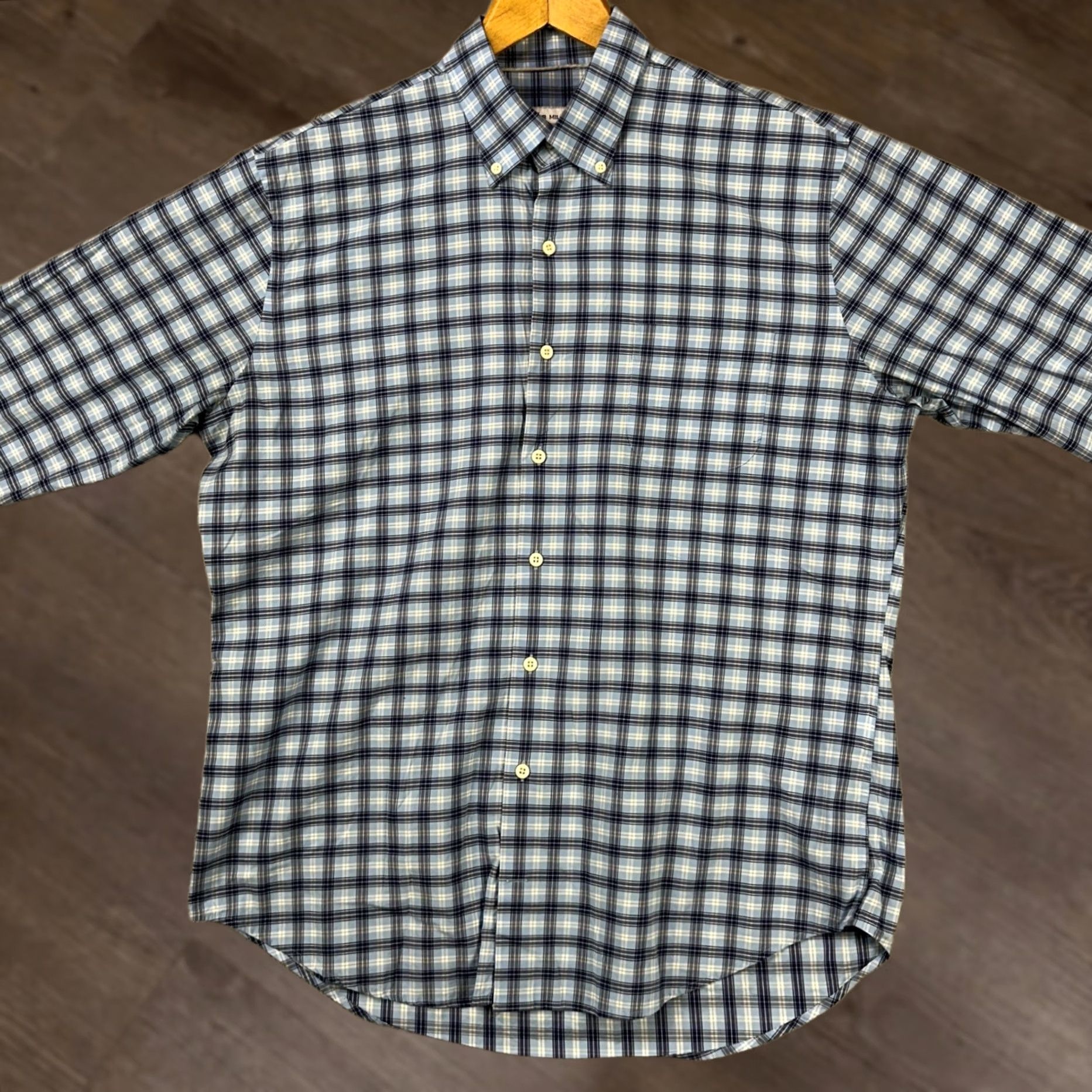 Peter Millar VINTAGE Peter Millar Crown Crafted Button-Down Shirt Large Blue Plaid Pocket Stretch Mens Size L Size US L / EU 52-54 / 3 - 1 Thumbnail