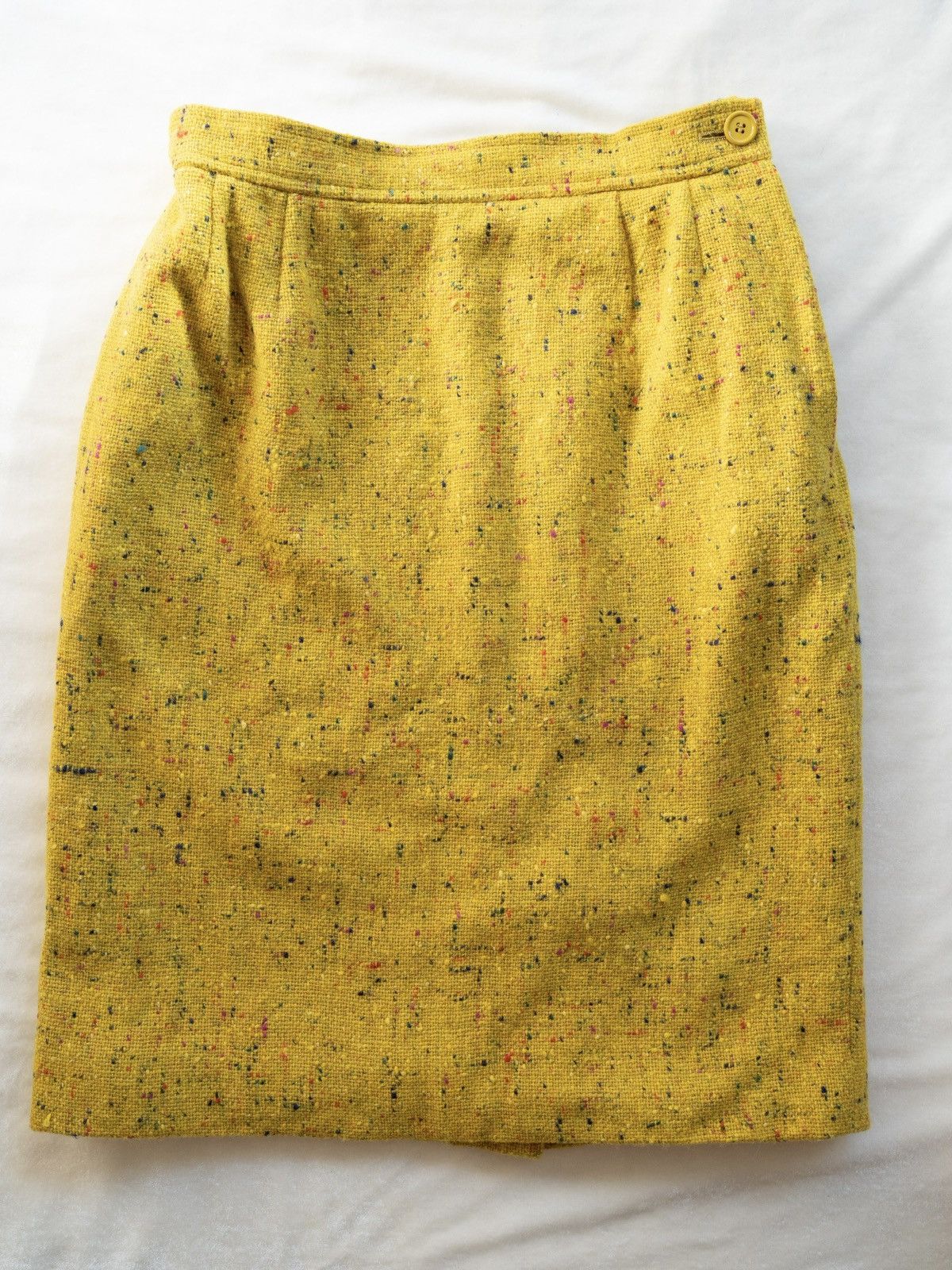 Yves Saint Laurent YSL | Mustard Yellow Wool Skirt with Colorful Dots Size 25" / US 0 / IT 36 - 1 Thumbnail