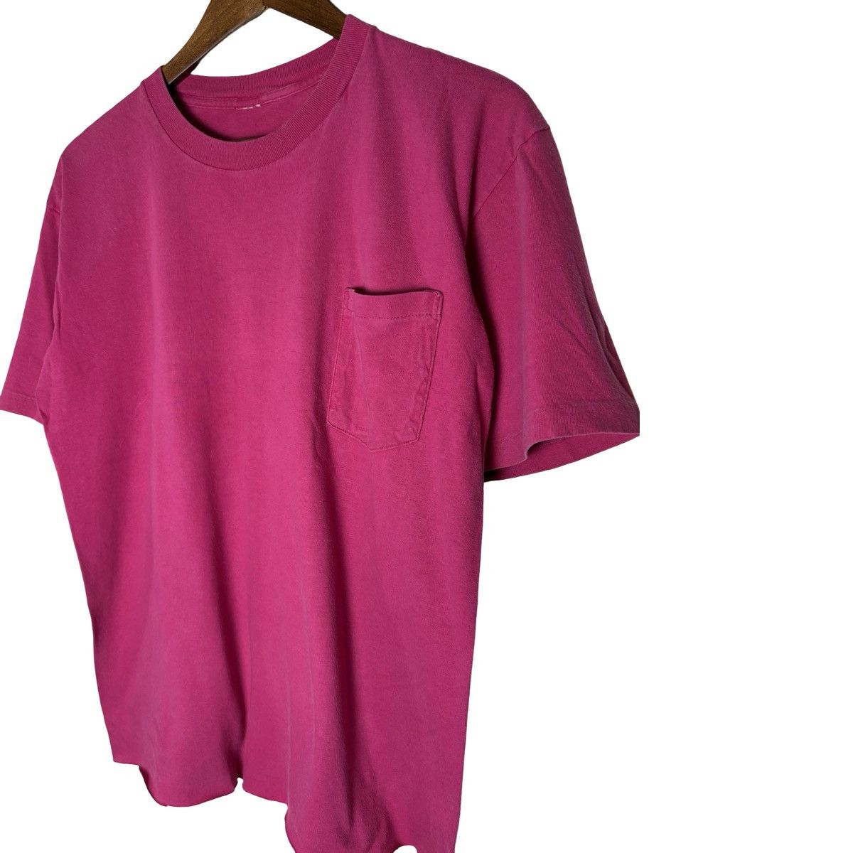 Other Vintage 80s Hanes Hot Pink Selvedge Pocket T Shirt Cropped L Size US L / EU 52-54 / 3 - 2 Thumbnail