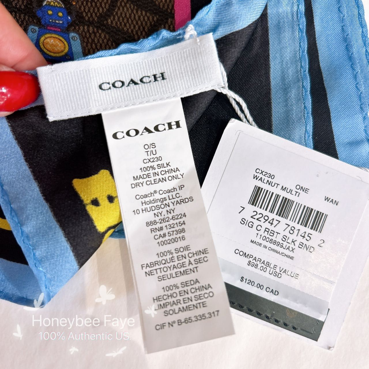 Coach Cosmic Coach Signature Robot Print Silk Bandana CX230 Size ONE SIZE - 4 Thumbnail