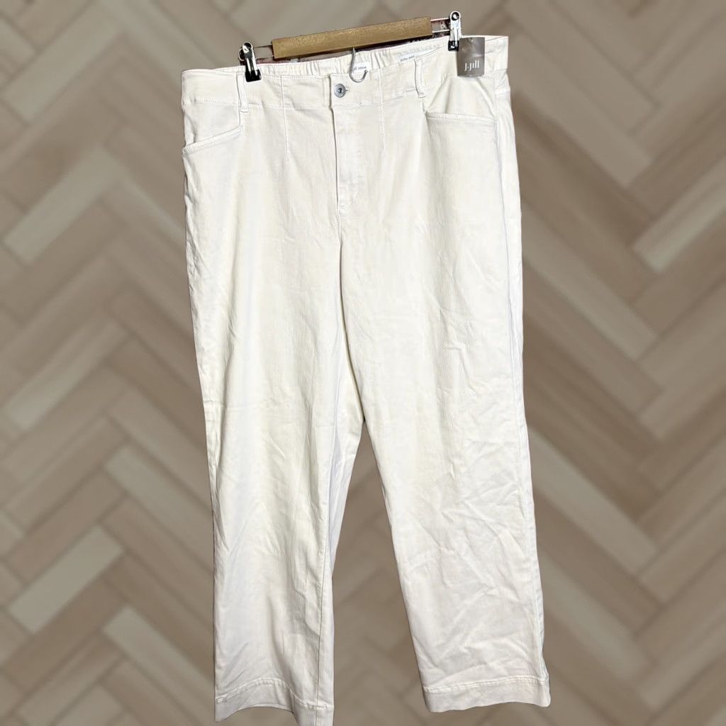 J. Jill NWT J Jill Denim High Rise Wide Leg Crop Jeans Beige Size 20R Womens Size 42" / US 20 - 1 Thumbnail