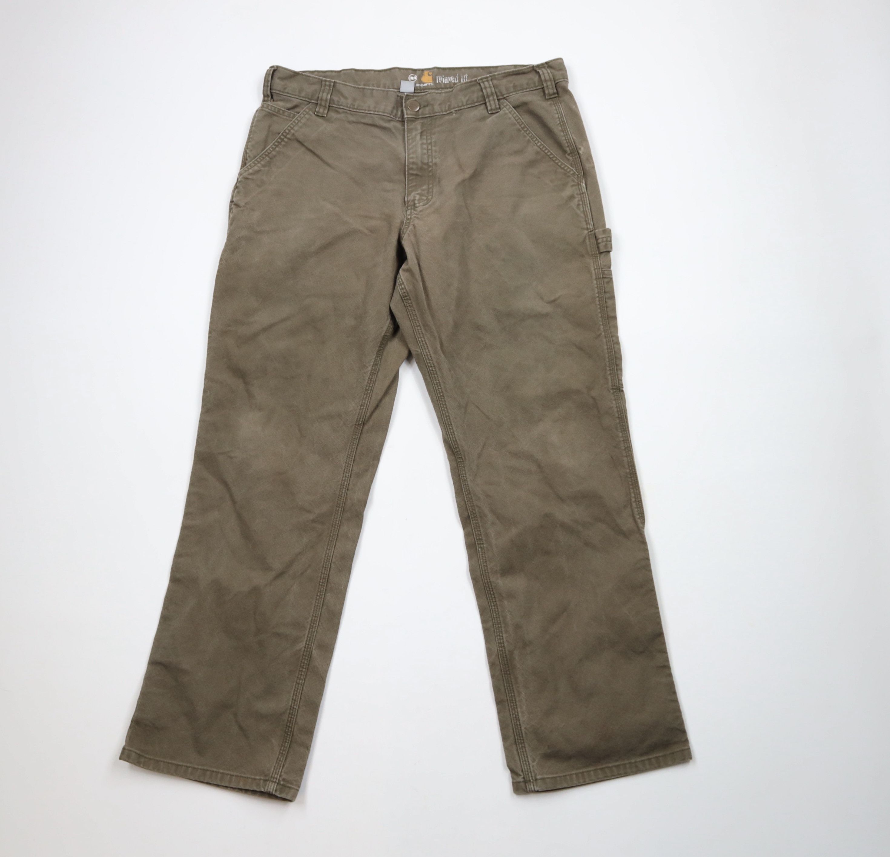 Carhartt × Vintage Vintage Carhartt Canvas Wide Leg Dungaree Pants Green Size US 36 / EU 52 - 1 Thumbnail