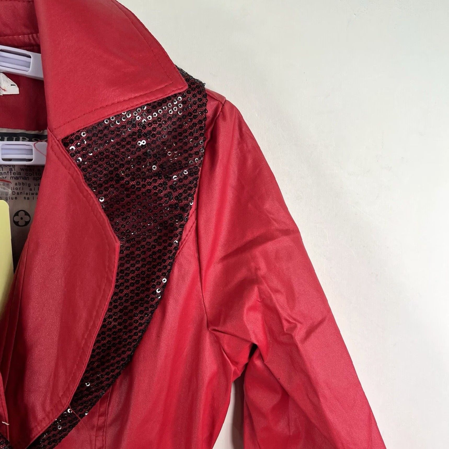 Max Mara Max Mara Rain Coat Womens Jr Size L Red Double Breasted Belted Scarf Sequin Size L / US 10 / IT 46 - 2 Thumbnail