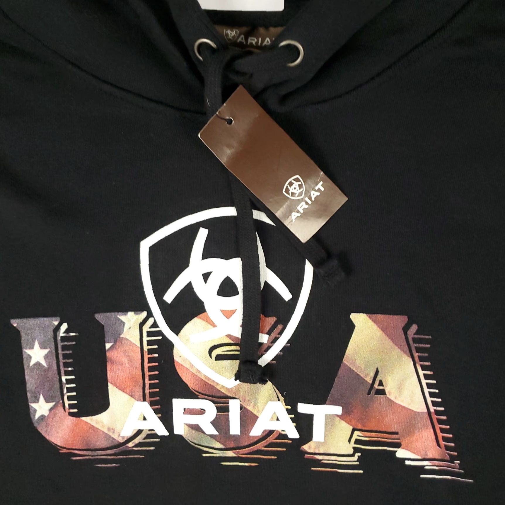 Ariat Ariat Mens Hoodie Pullover Sweatshirt Knit Black XL Logo Pockets Mock Neck All Seasons Hooded Pullover Casual Sweatshirt Shirt Size US XL / EU 56 / 4 - 2 Thumbnail
