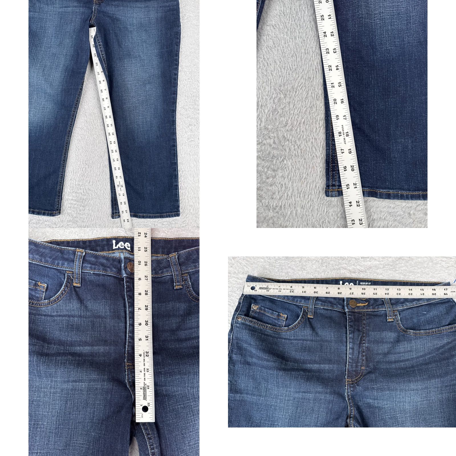 Lee Lee Women's Jeans Capri Medium Wash Blue Cotton Blend 16 Regular Fit Retro 2010s Size 38" / US 16 / IT 52 - 8 Thumbnail