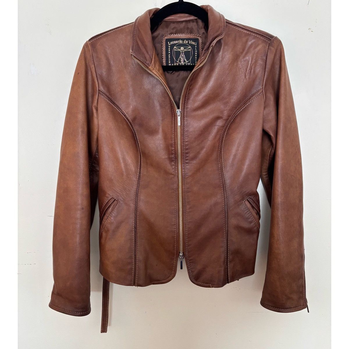 Other Leonardo Da Vinci Brown Leather Jacket Size M / US 6-8 / IT 42-44 - 3 Thumbnail