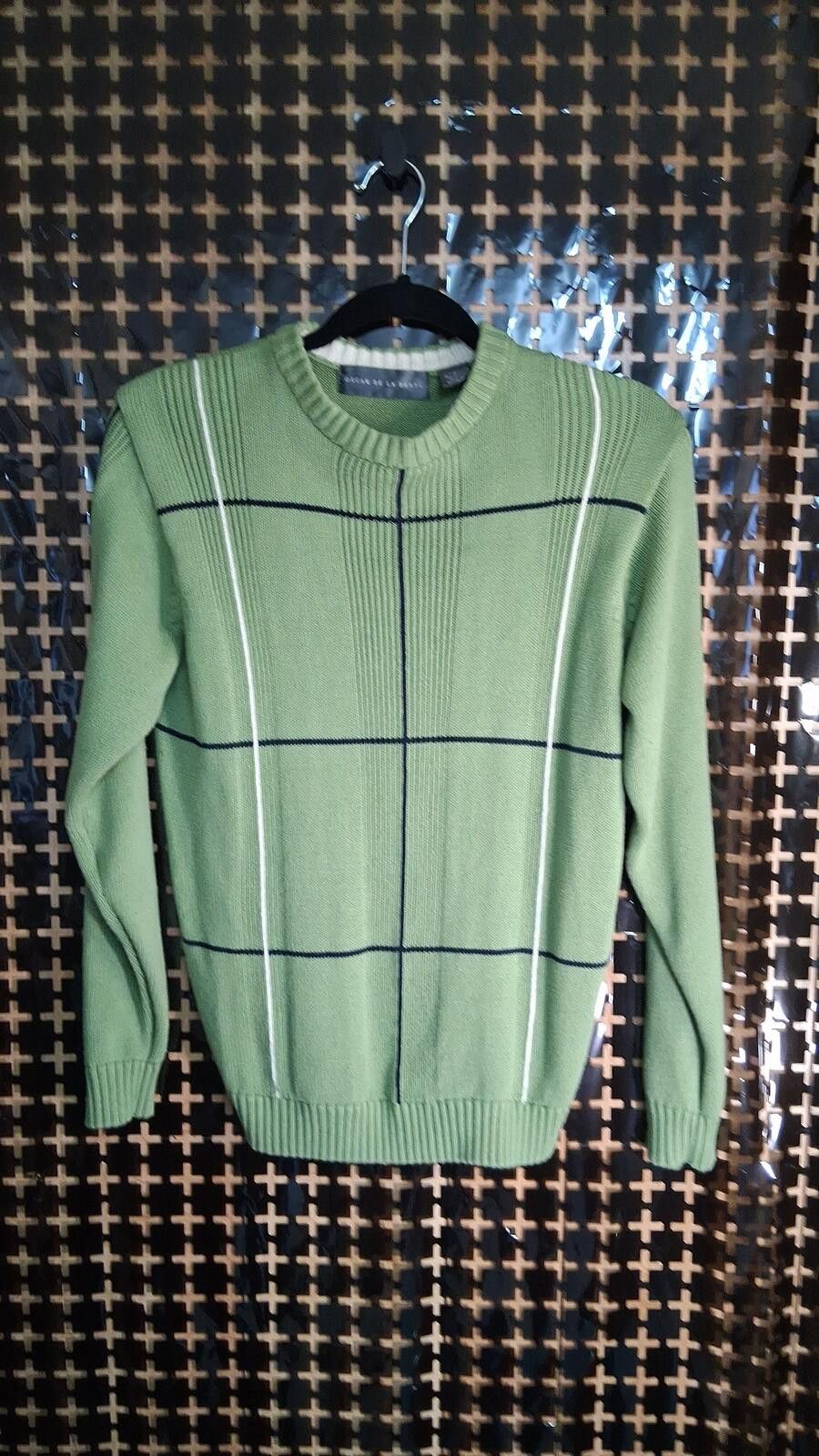 Oscar De La Renta Oscar de la Renta Green Sweater Size Large Windowpane Knit Size ONE SIZE - 1 Thumbnail