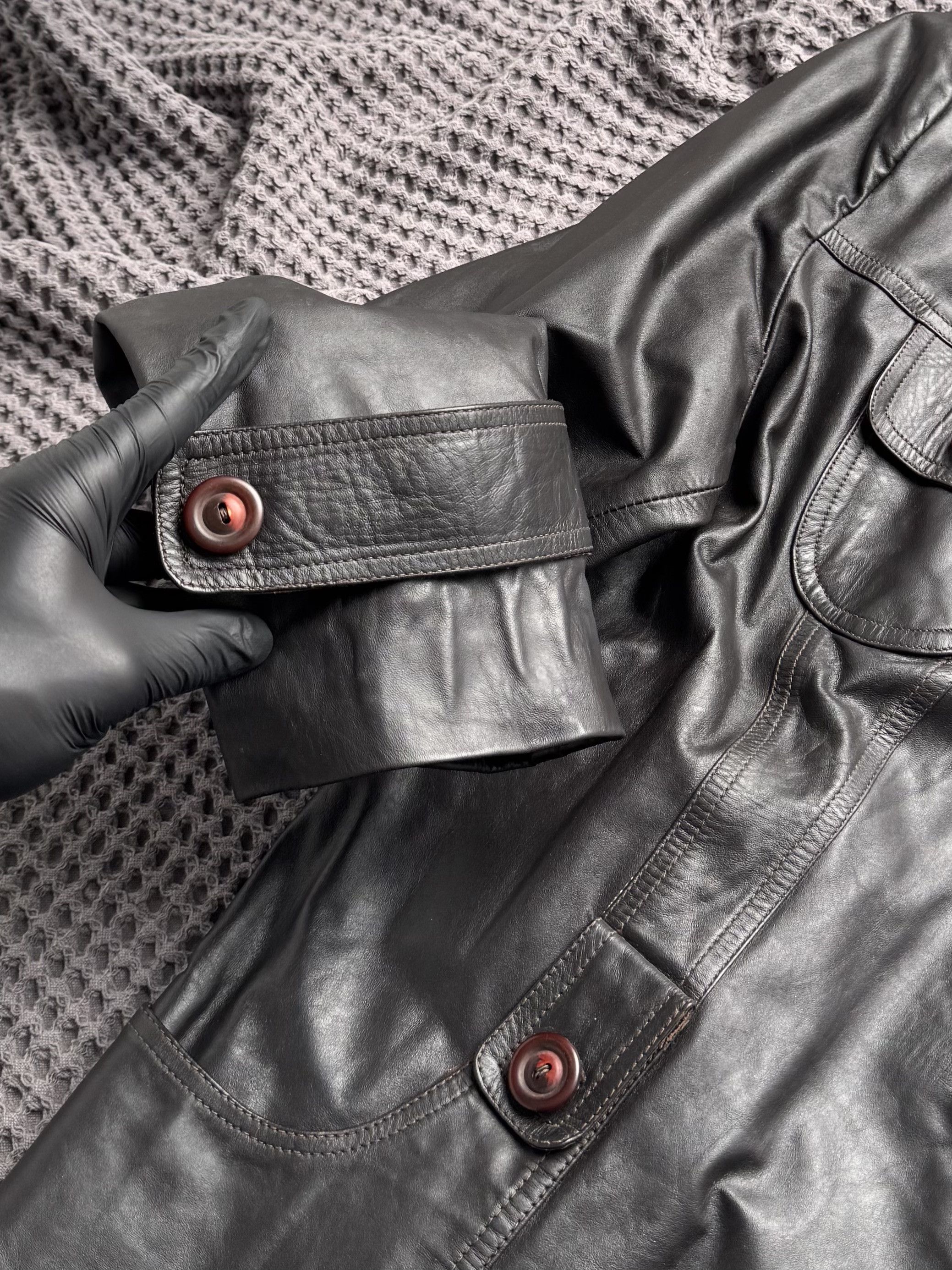 Vintage Vintage Brown Leather Coat Button Front Oversized Long Coat Size XL / US 12-14 / IT 48-50 - 6 Thumbnail