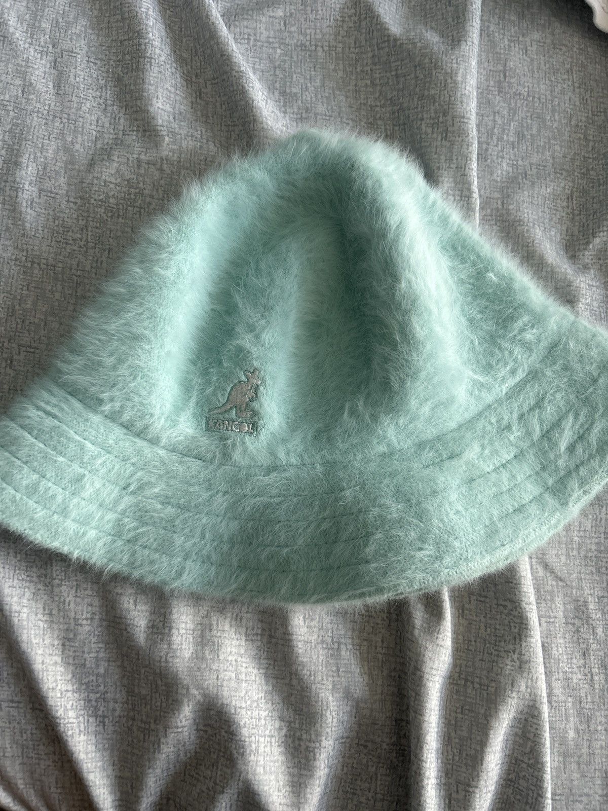 Kangol light blue fluffy bucket hat