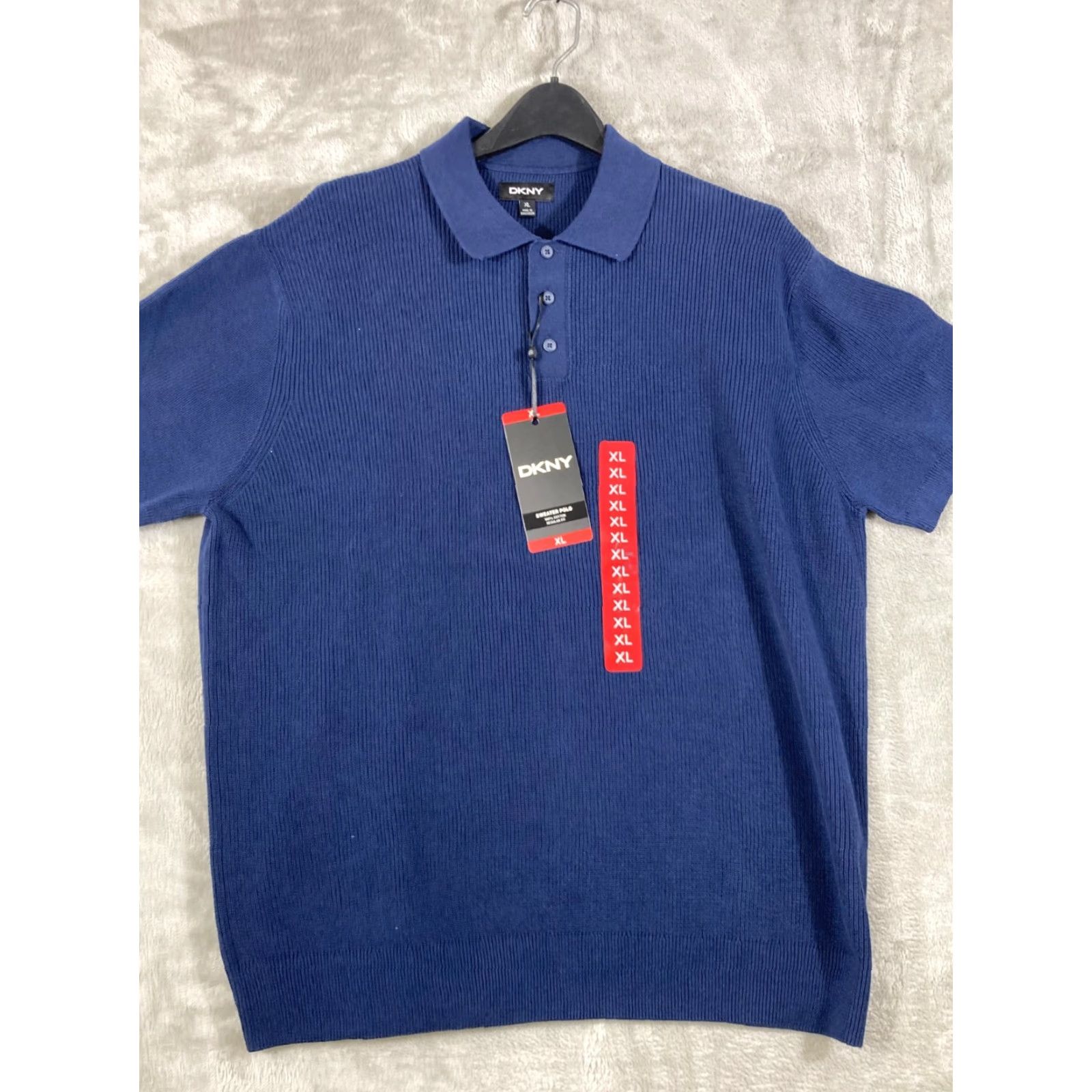DKNY DKNY Polo Shirt Mens XL Blue 100% Cotton Short Sleeve Ribbed Knit NWT Size US XL / EU 56 / 4 - 2 Thumbnail