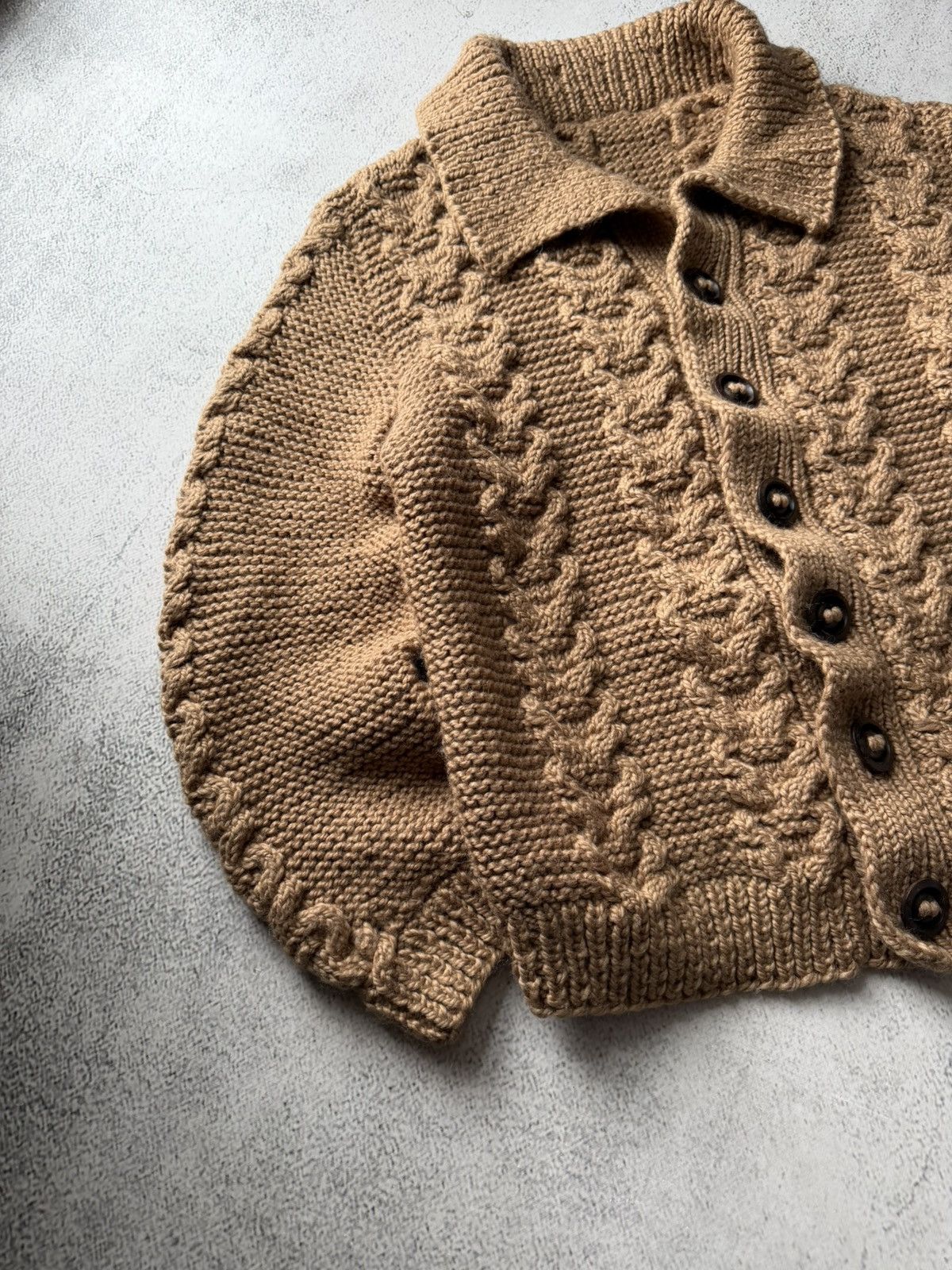 Handmade Hand Made Vintage Brown Button Heavy Sweater Cardigan Size US L / EU 52-54 / 3 - 6 Thumbnail