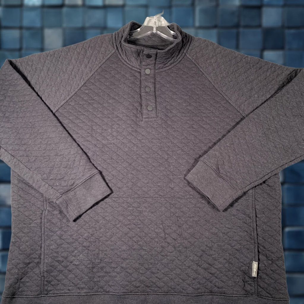 Eddie Bauer Eddie Bauer Sweatshirt Mens 2XL Gray Quilted Snap Henley Mock Neck Pullover Hoodie? Size US XXL / EU 58 / 5 - 1 Thumbnail