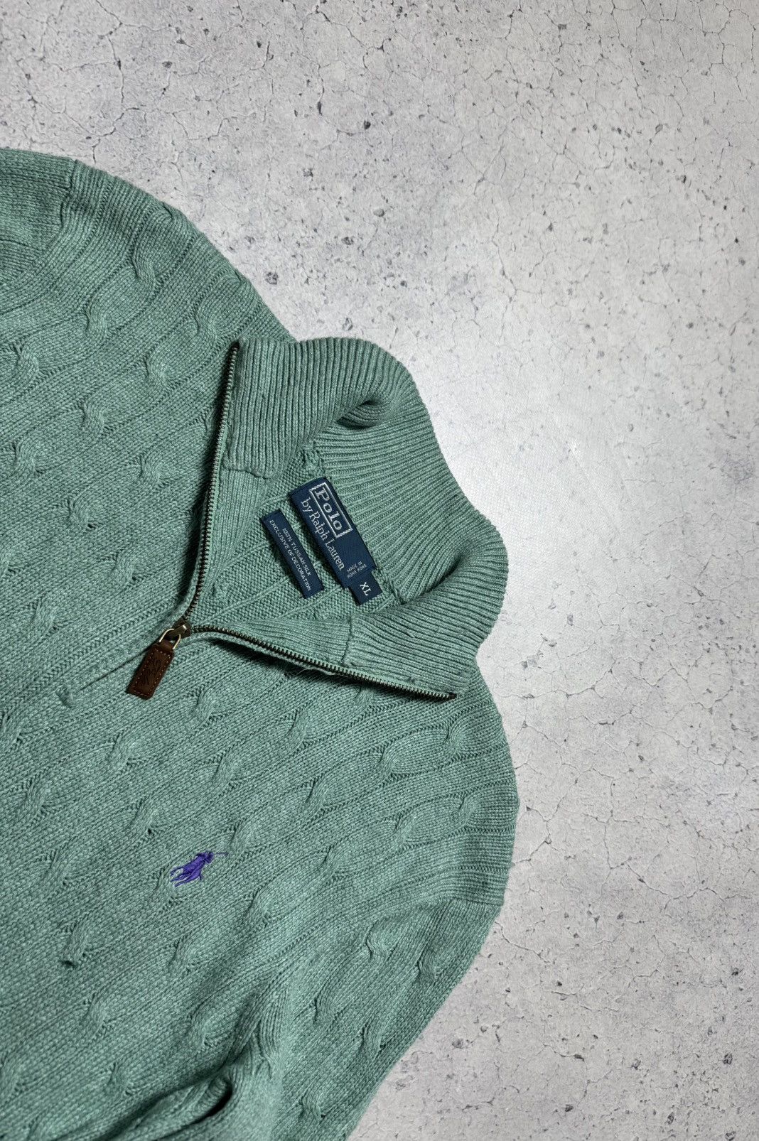 Polo Ralph Lauren Polo Ralph Lauren Cable Knit Sweater 1/4 Zip Vintage Size US XL / EU 56 / 4 - 2 Thumbnail
