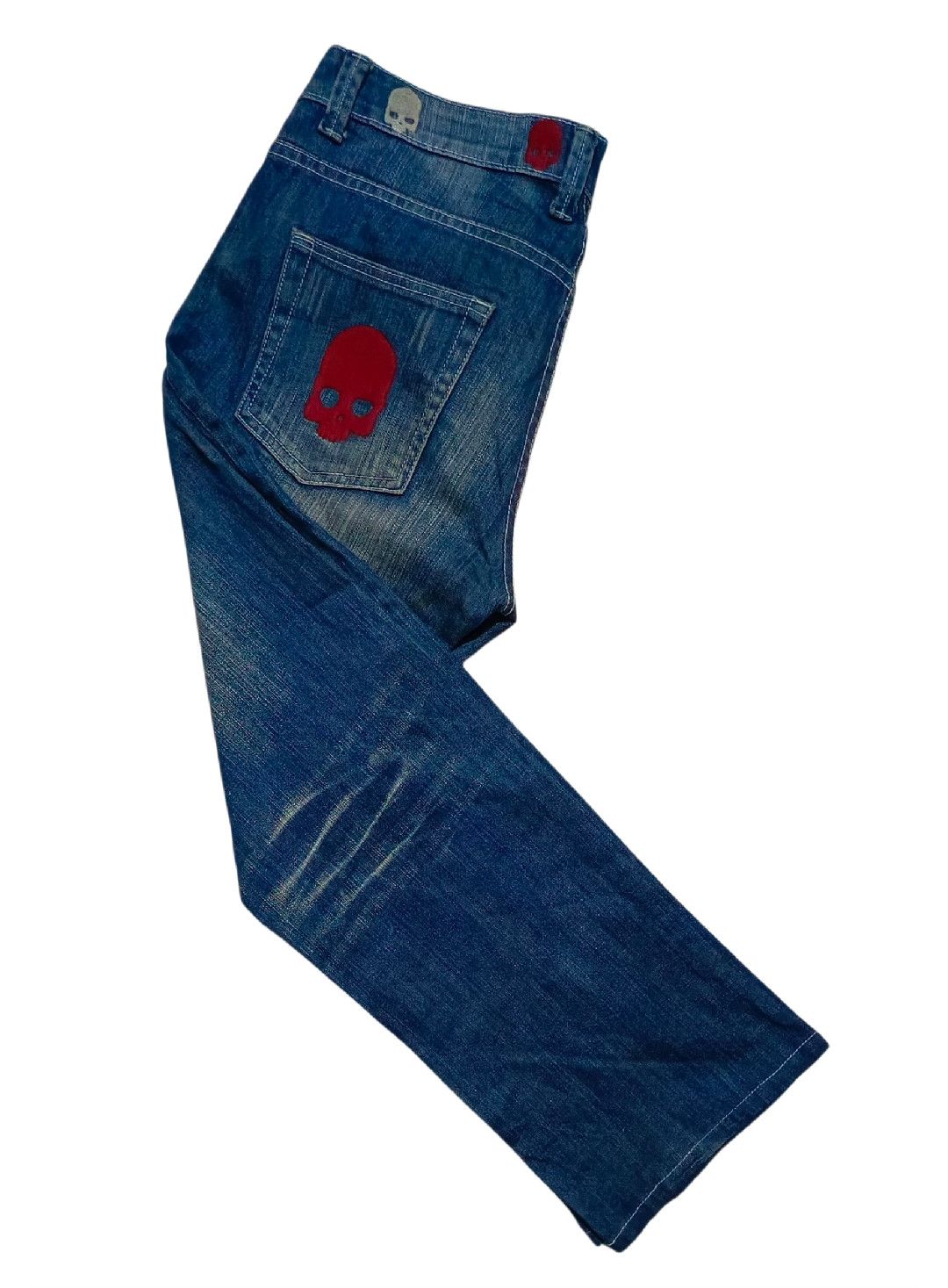 Designer CRAZY CYBER GRUNGE SKULL JEANS HYDROGEN STYLE BAGGY SKATER Size US 34 / EU 50 - 1 Thumbnail