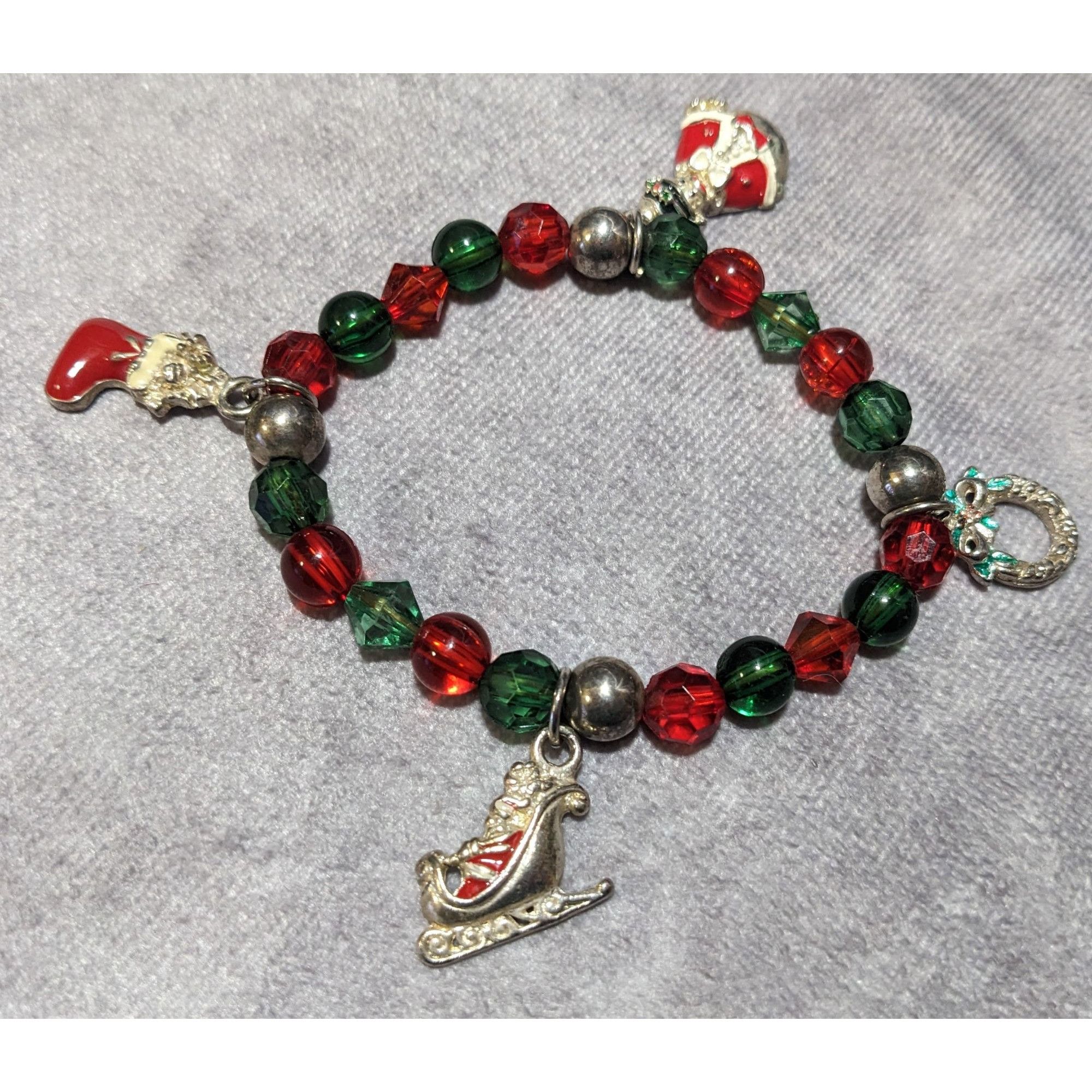 Other Christmas Holiday Charm Beaded Stretch Bracelet Size ONE SIZE - 4 Thumbnail