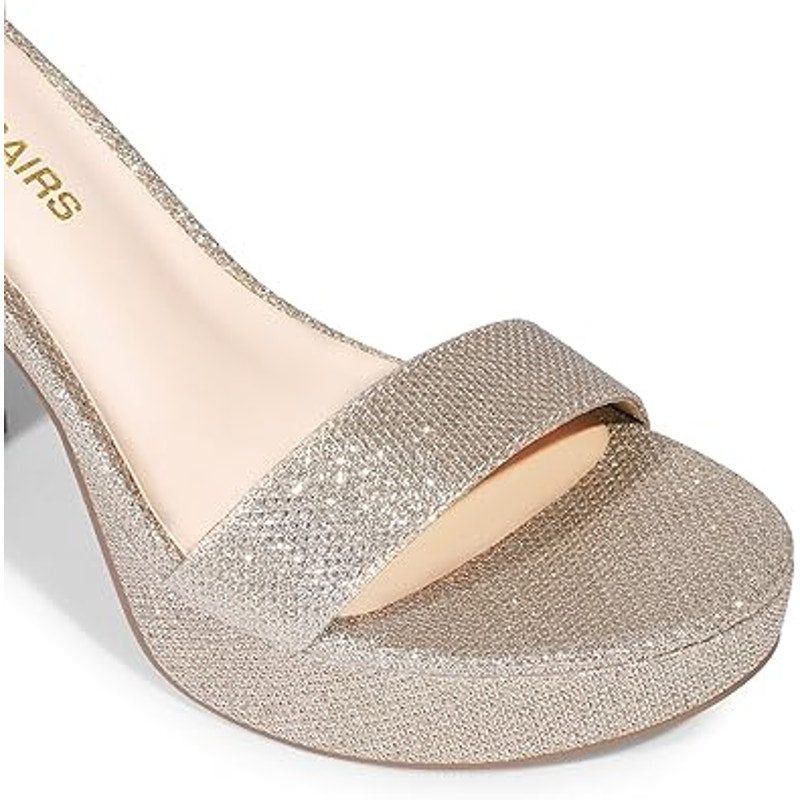 Other New Dream Pair 7.5 Gold Glitter Block Heel Ankle Strap Shoes Size US 7.5 / IT 37.5 - 5 Thumbnail
