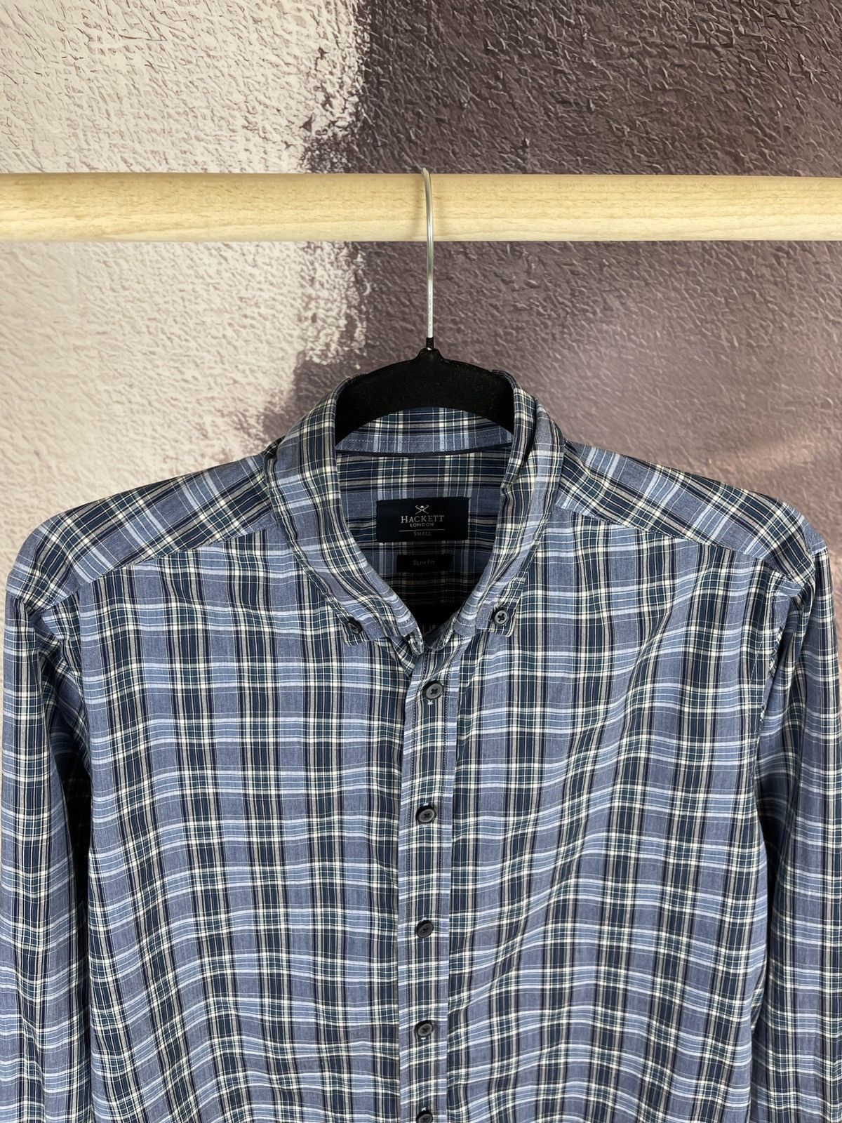 Hackett Hackett London Melange Poplin Check slim fit shirt LS Size US S / EU 44-46 / 1 - 6 Thumbnail