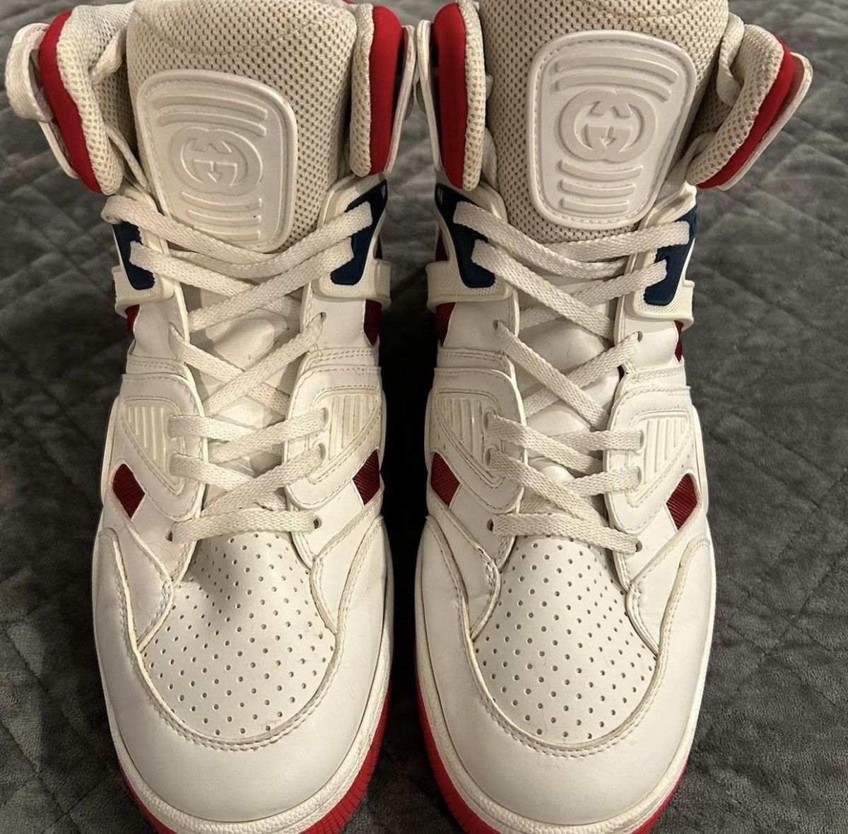 Gucci Gucci Basket High Top White Demetra Sneakers Size US 9 / EU 42 - 8 Thumbnail