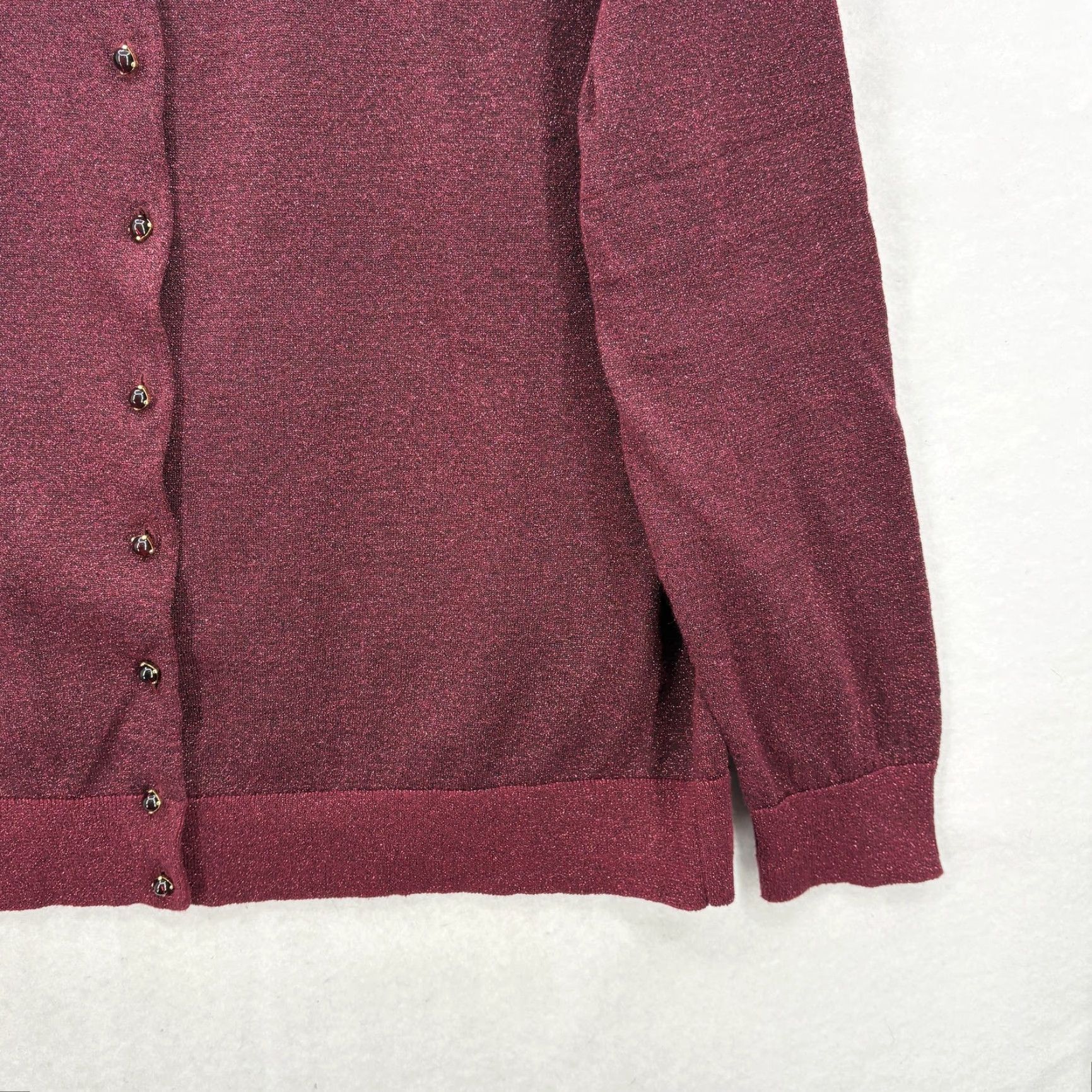 Talbots VINTAGE Talbots Cardigan Sweater Womens 2X Burgundy Metallic Button Up Sparkle Holiday Size XXL / US 16-18 / IT 52-54 - 3 Thumbnail