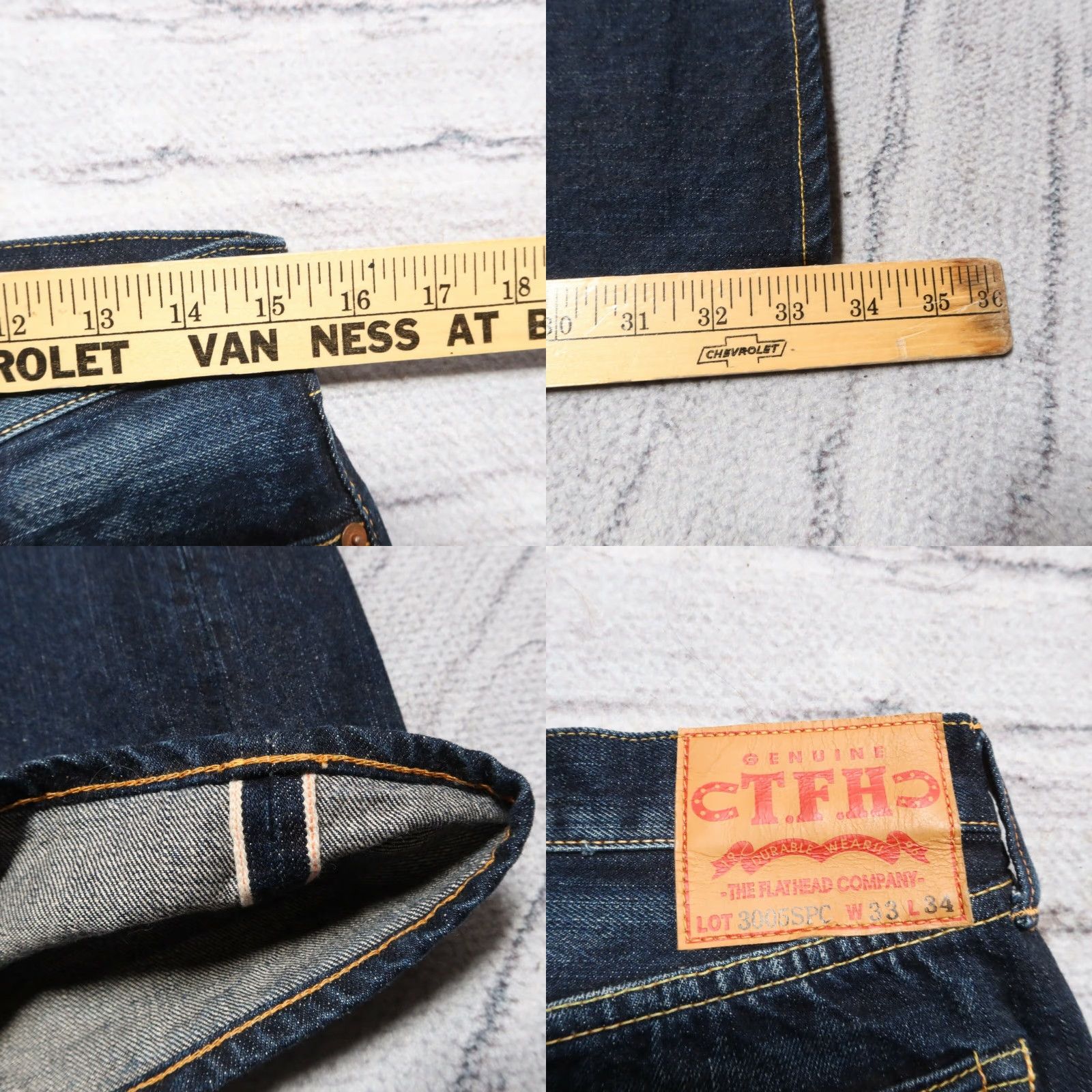 The Flat Head VINTAGE The Flat Head 3005 SPC Selvedge Denim Jeans Made in Japan Jeans Men 30 Dark Wash 33 1/2" Inseam Button Fly 8 1/2" Leg Opening Denim Size US 30 / EU 46 - 8 Thumbnail
