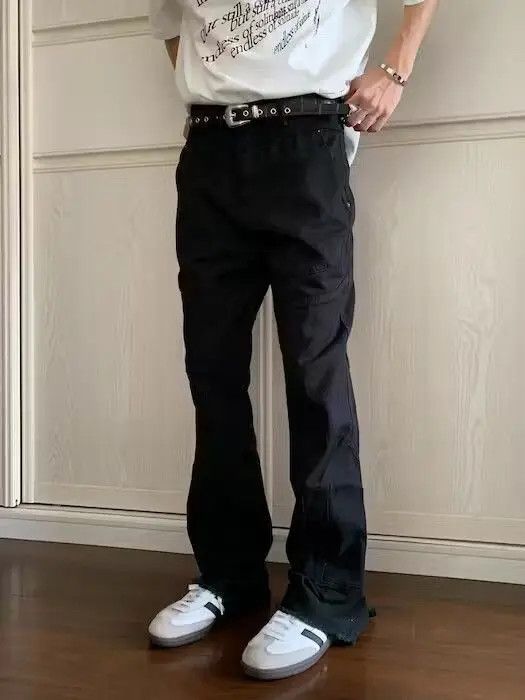 image of Vintage Wide Leg Flared Black Jeans, Men's (Size 32)