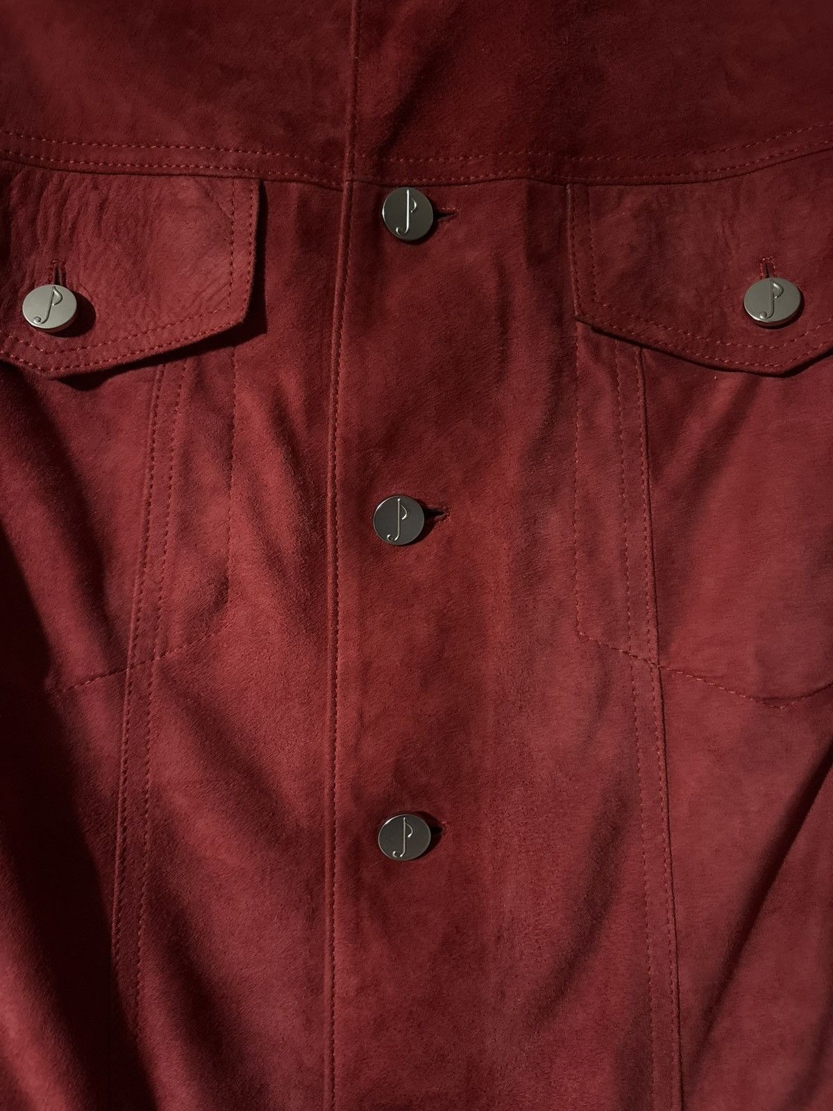 Jarod John Leonard JJL Goat Suede Red Trucker Jacket Size US M / EU 48-50 / 2 - 5 Thumbnail