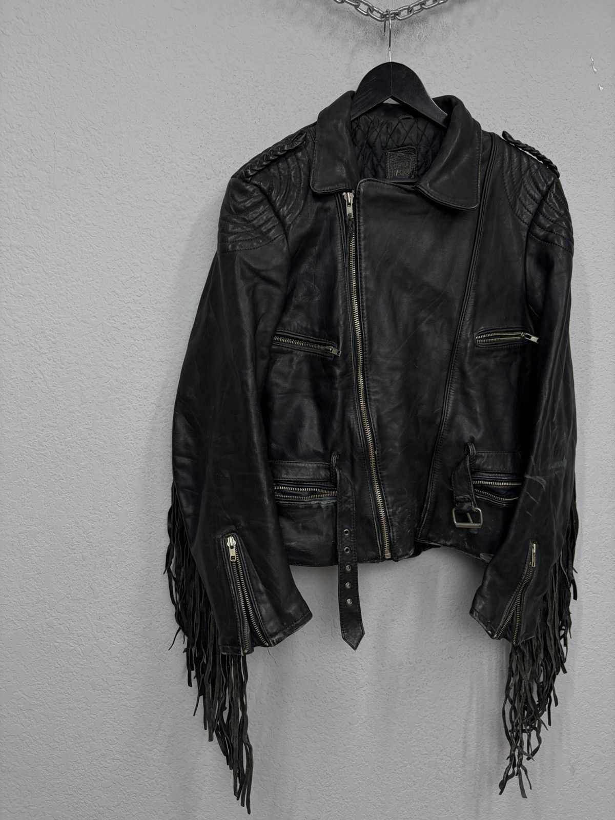 Hedi Slimane VTG Distressed Black Leather Biker Jacket Rick Owens Vibe Size US S / EU 44-46 / 1 - 6 Thumbnail