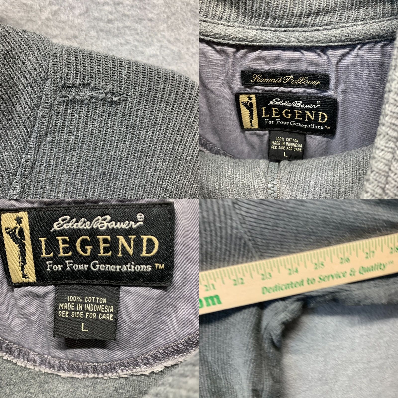 Eddie Bauer VINTAGE Eddie Bauer Sweater Mens Adult Large Gray Cotton Knit Pullover 90s Crew Neck 1/4 Zip Heavyweight Knit Size US L / EU 52-54 / 3 - 8 Thumbnail