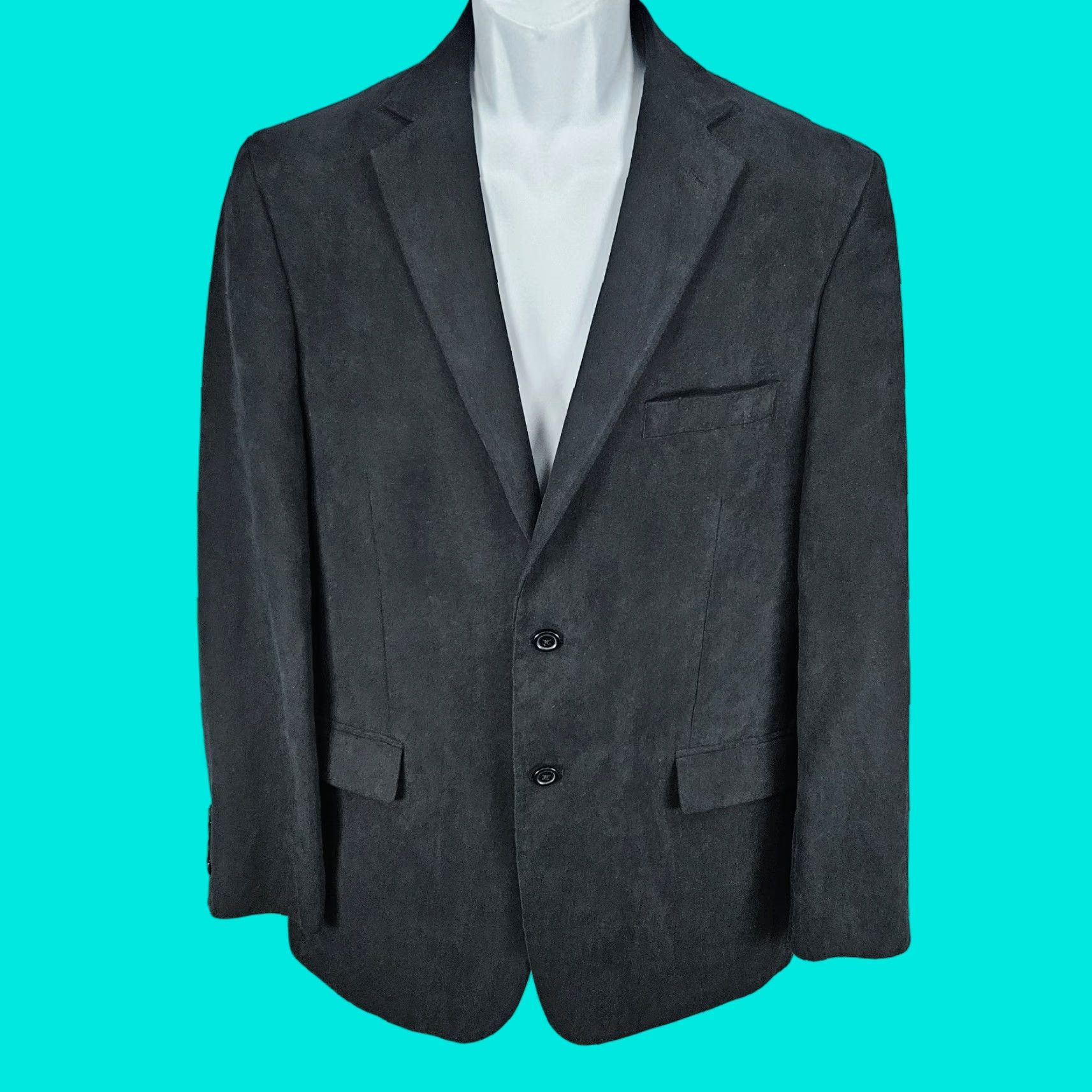 Tasso Elba Tasso Elba Blazer Mens 40R Black Notch Single-Vented 2 Button Polyester Sport Coat Size 40R - 1 Thumbnail