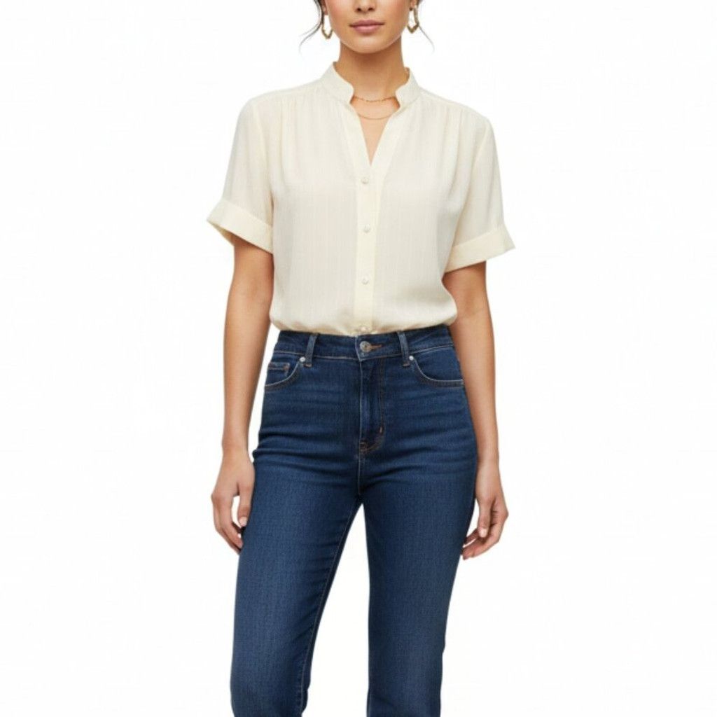 Pierre Balmain PIERRE BALMAIN Butter Cream Yellow Button Down Blouse 12 M Size XL / US 12-14 / IT 48-50 - 1 Thumbnail