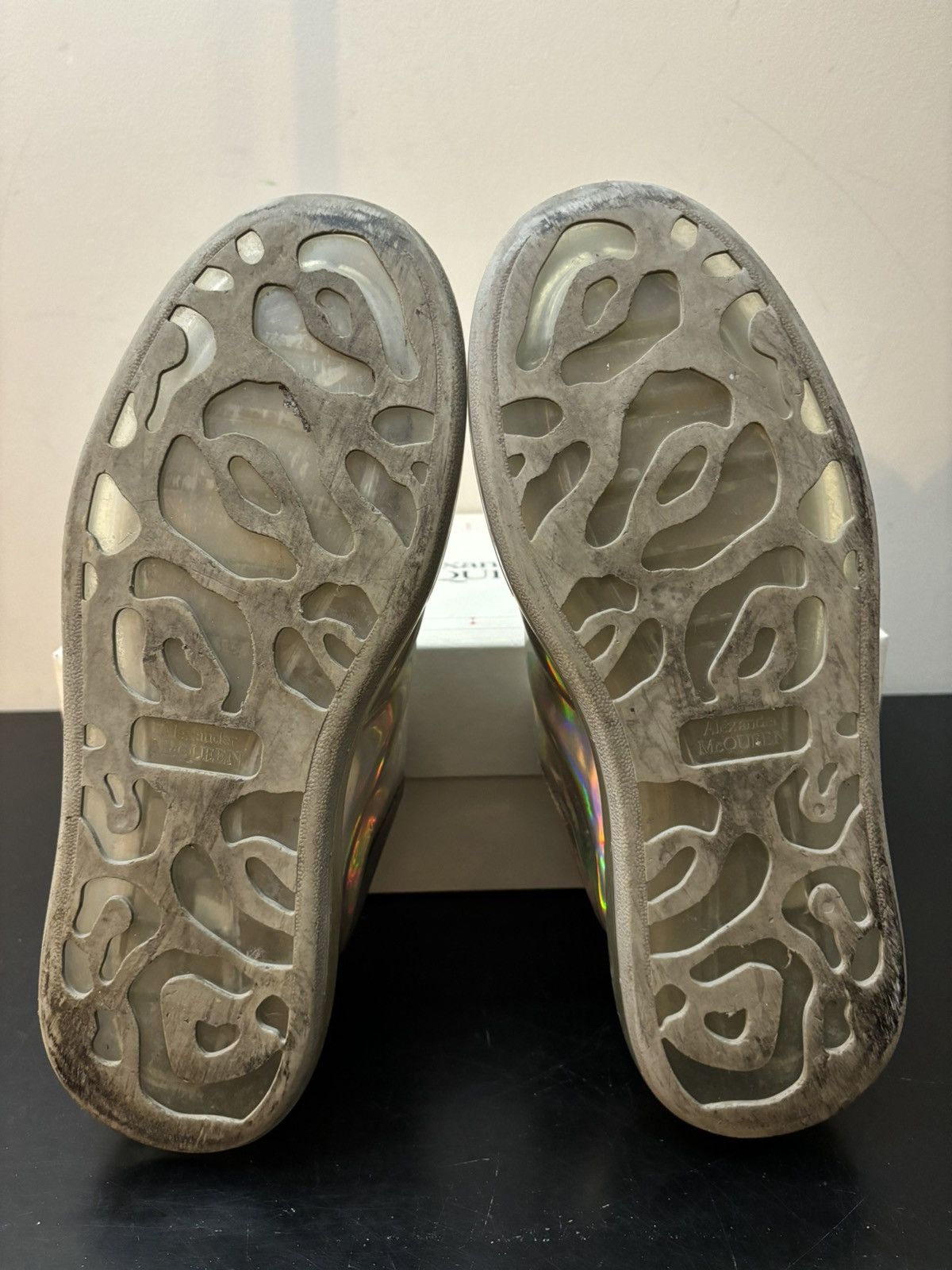 Alexander McQueen Alexander McQueen Oversized Gloss Sneakers Silver Clear Sole Size US 11 / EU 44 - 6 Thumbnail