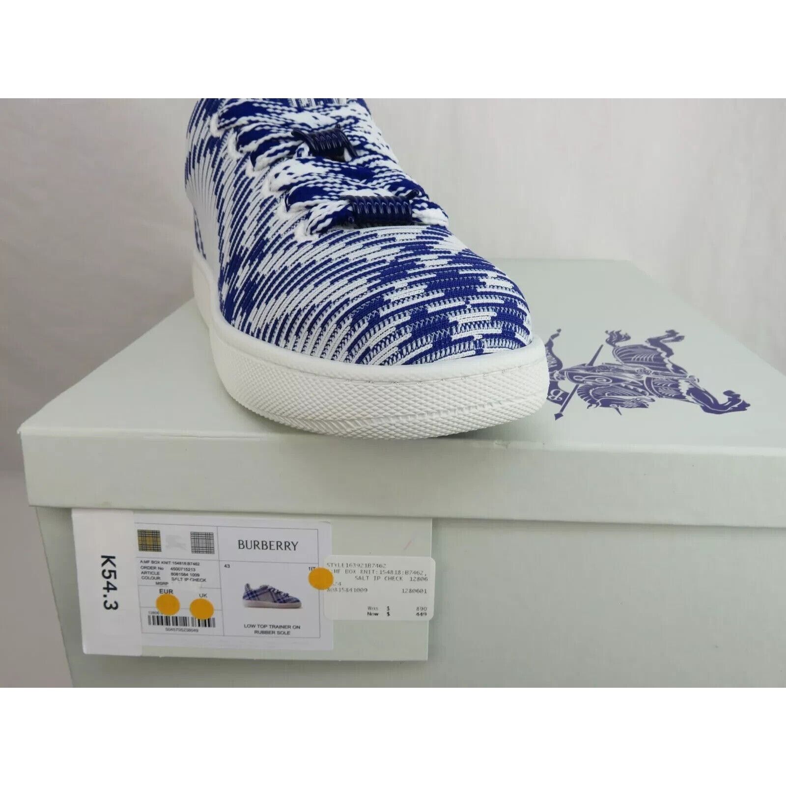 Burberry BURBERRY BOX BLUE CHECK CANVAS LOGO SNEAKERS 10 US 43 IT Size US 10 / EU 43 - 12 Thumbnail