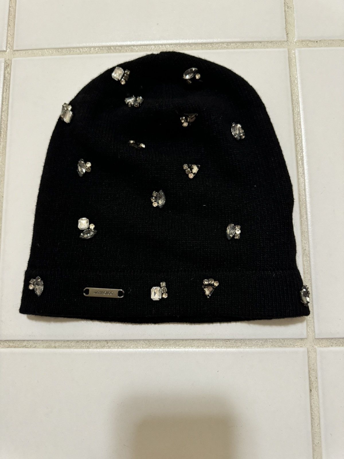 Jimmy Choo Jimmy Choo Black Crystal Embellished Beanie Size ONE SIZE - 1 Thumbnail