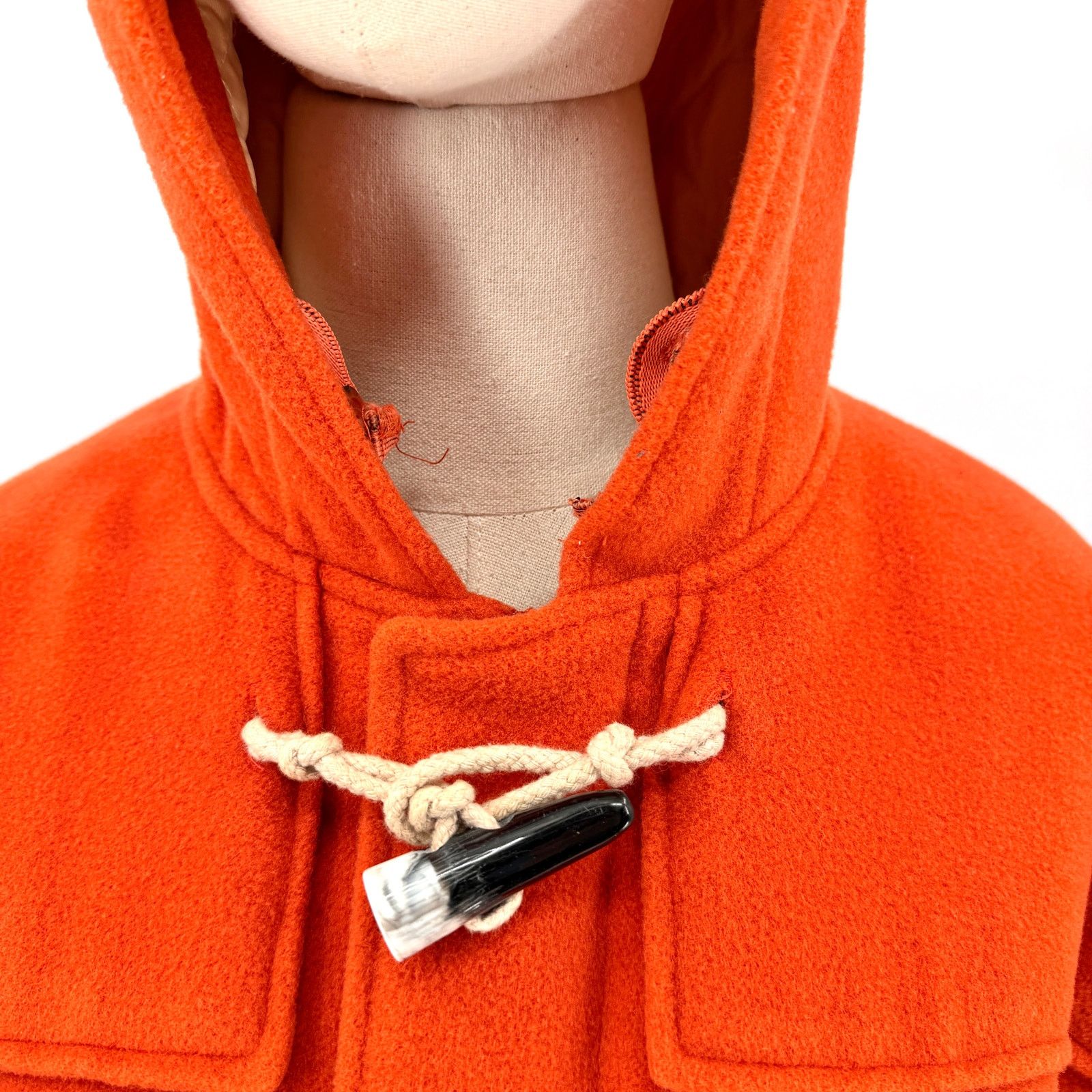 Vintage 80s/90s Caroche Harvest Orange Hooded Toggle Duffle Coat Size XL / US 12-14 / IT 48-50 - 3 Thumbnail