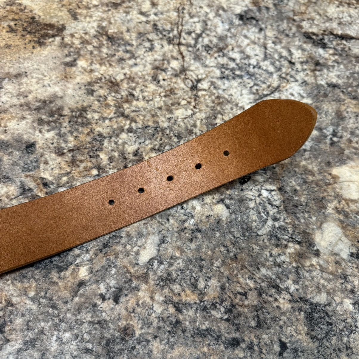Saks Fifth Avenue Saks Fifth Avenue Stud Rhinestone Tan Italian Leather Belt M Size 32 - 5 Thumbnail