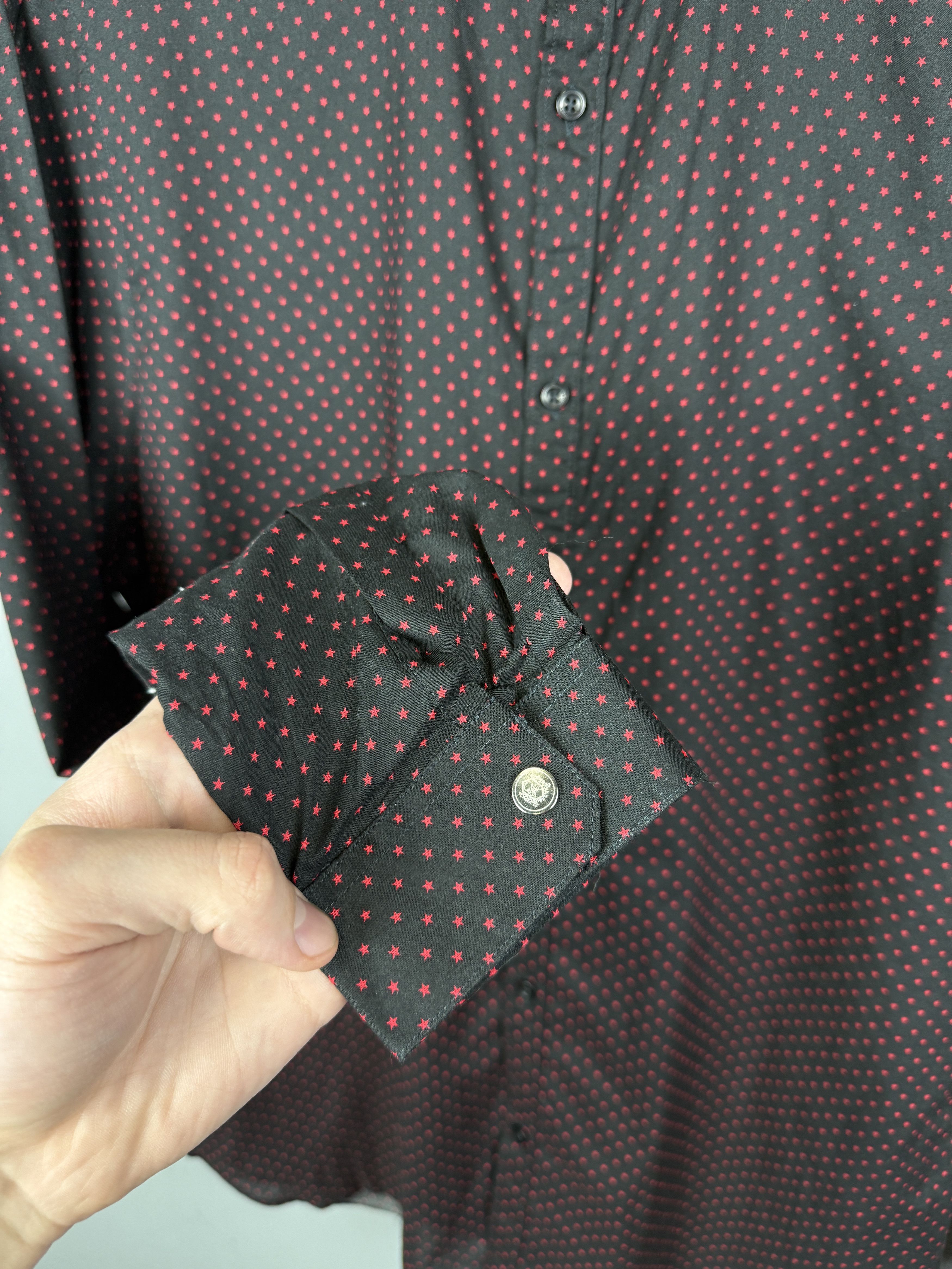 Designer × The Kooples The Kooples Fitted Shirt Monogram Stars Black/Red Button Up Size US XL / EU 56 / 4 - 5 Thumbnail