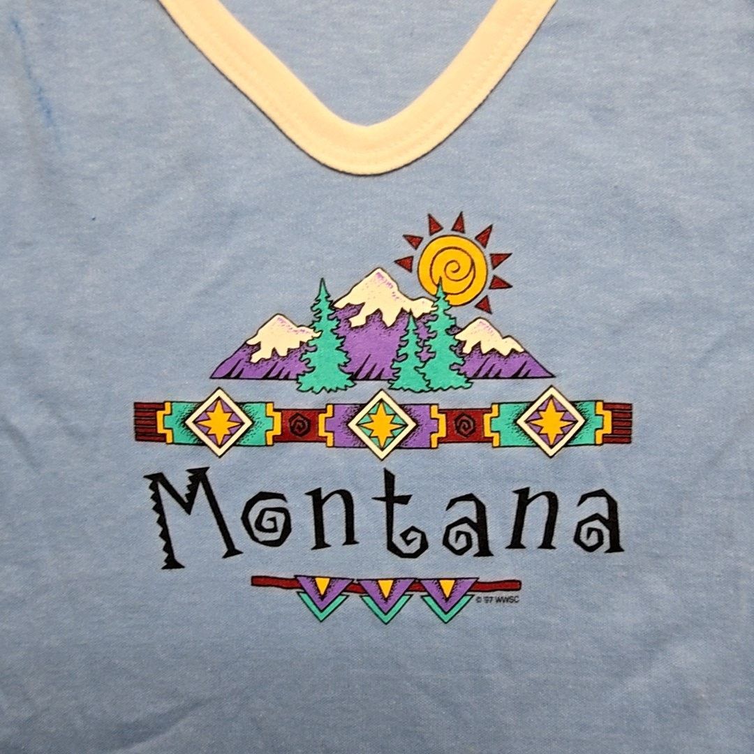 Vintage Vintage Montana Graphic Tee Le Riche Blue White Large Shirt Size L / US 10 / IT 46 - 3 Thumbnail