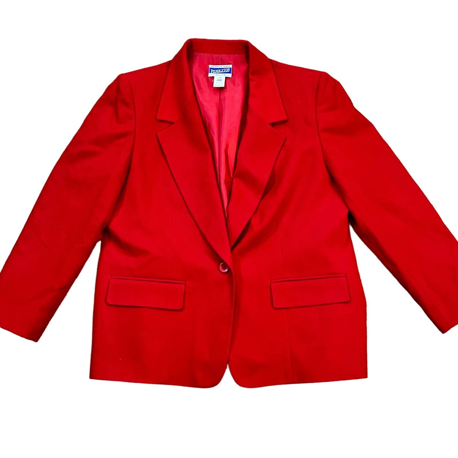 Pendleton × Vintage Vintage Pendleton Wool Blazer Red USA Made 16 Petite Size XXL / US 16-18 / IT 52-54 - 1 Thumbnail