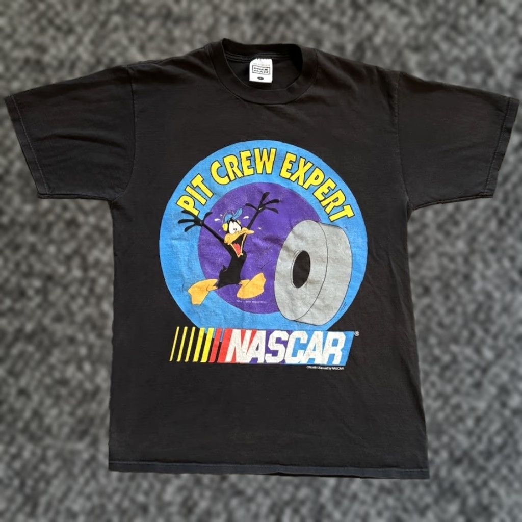 VINTAGE 1994 Nascar X Looney Tunes Daffy Duck Pit Crew Expert T Shirt L Racing