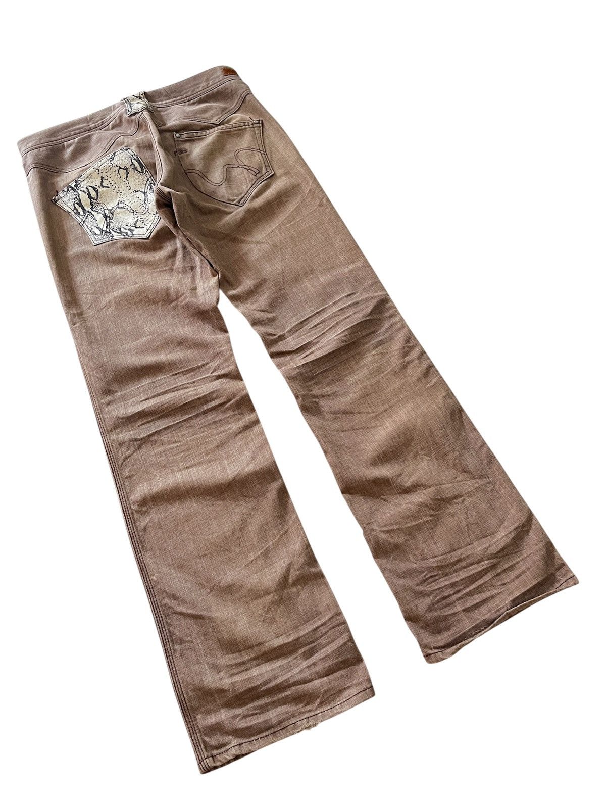 Tornado Mart JAPANESE NCFM SNAKE PHYTON FLARED JEANS Size US 33 - 2 Thumbnail