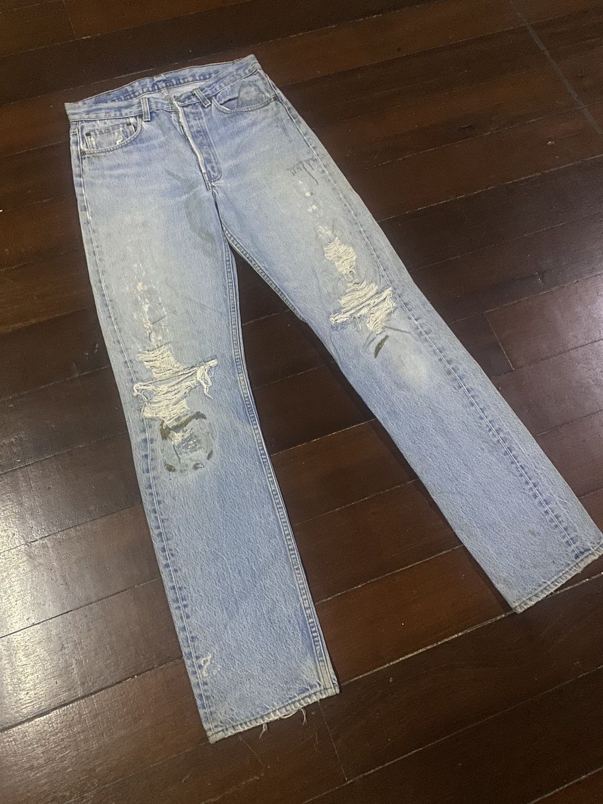 Levi's Vintage 80s Levis 501 Faded Blue Jeans distressed Size US 32 / EU 48 - 2 Thumbnail
