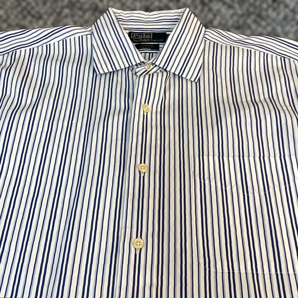 Polo Ralph Lauren Polo Ralph Lauren Shirt Striped Classic Fit Curham Mens 16.5 32/33 Blue White Dress Shirt Long Sleeve Button-Down Size US XL / EU 56 / 4 - 1 Thumbnail